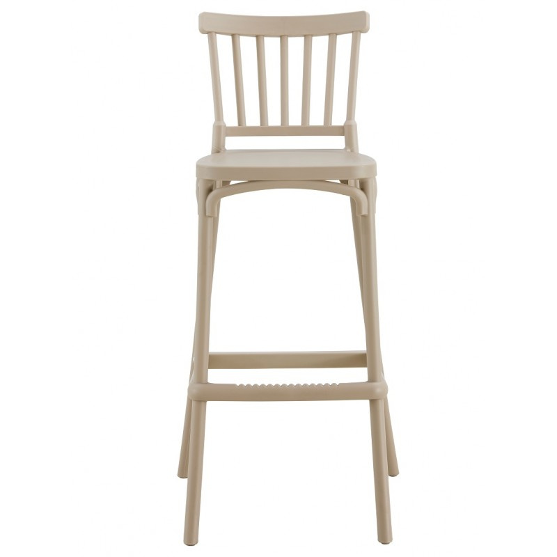 Beige Windsor PP Bar Stool, Stackable Plastic High Bar Chair for Restaurant & Cafe