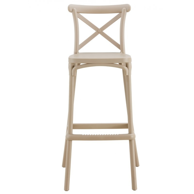 Cross Back PP Bar Stool, Stackable Plastic High Bar Chair for Restaurant & Cafe