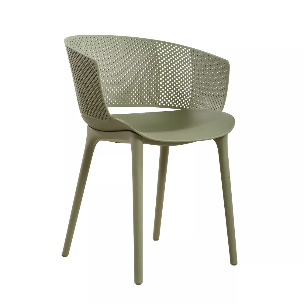 Modern PP Plastic Dining Chair with Perforated Backrest | KD Assembly Outdoor Chair Manufacturer