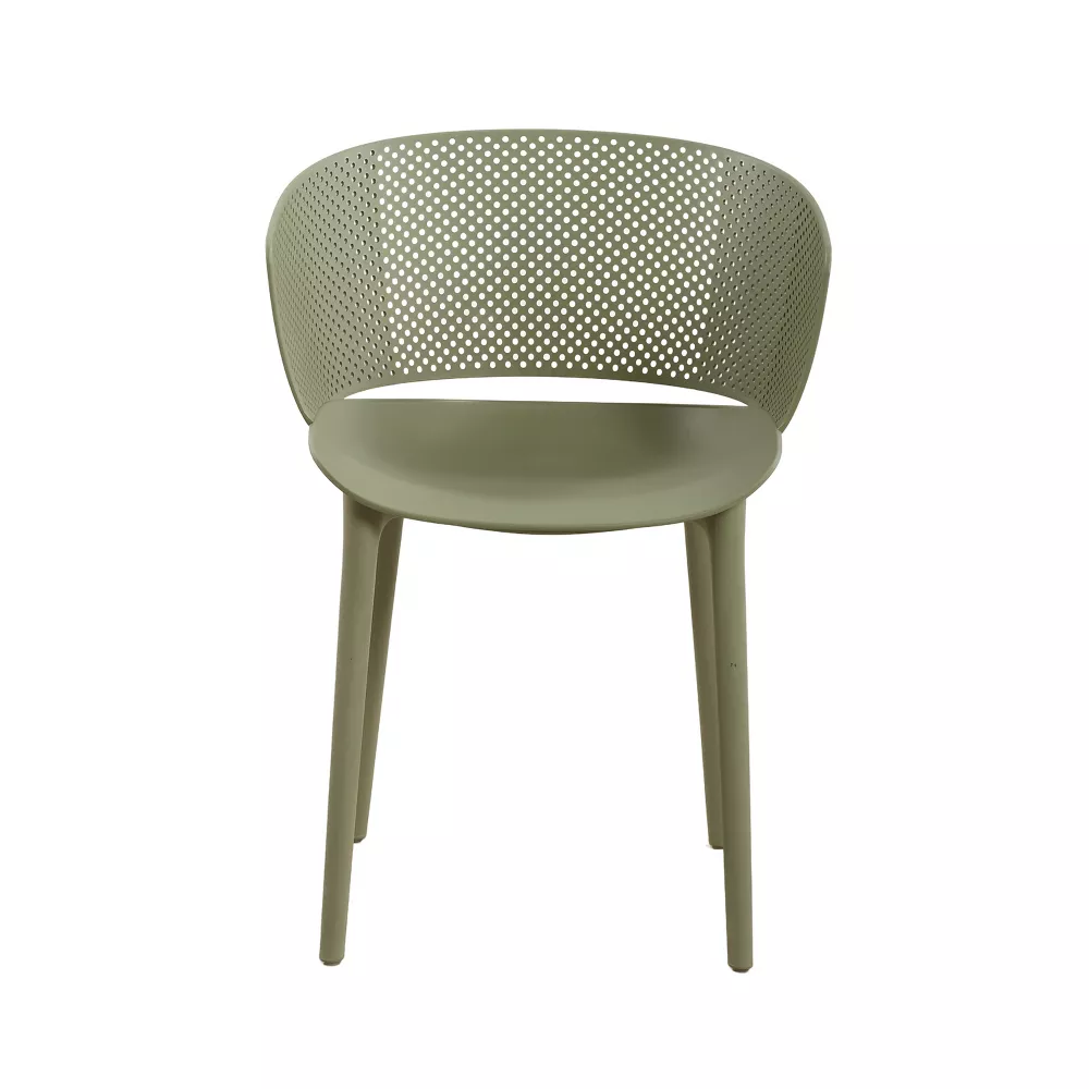 Modern PP Plastic Dining Chair with Perforated Backrest | KD Assembly Outdoor Chair Manufacturer
