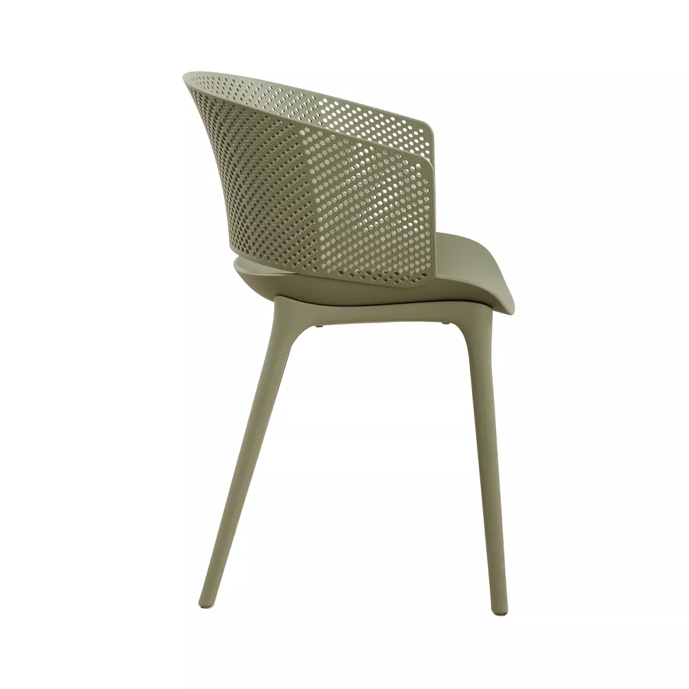 Modern PP Plastic Dining Chair with Perforated Backrest | KD Assembly Outdoor Chair Manufacturer