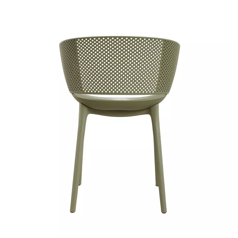 Modern PP Plastic Dining Chair with Perforated Backrest | KD Assembly Outdoor Chair Manufacturer