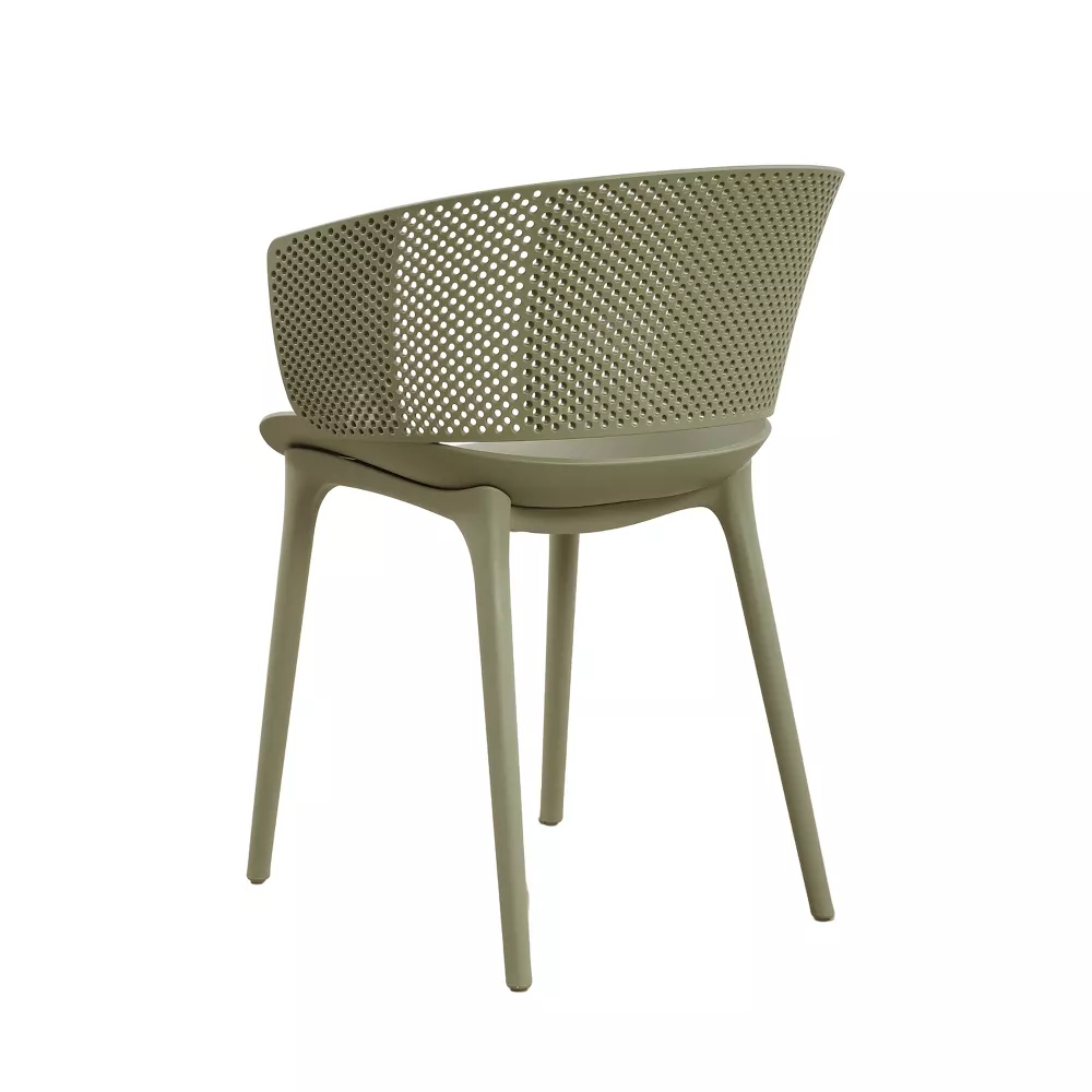 Modern PP Plastic Dining Chair with Perforated Backrest | KD Assembly Outdoor Chair Manufacturer