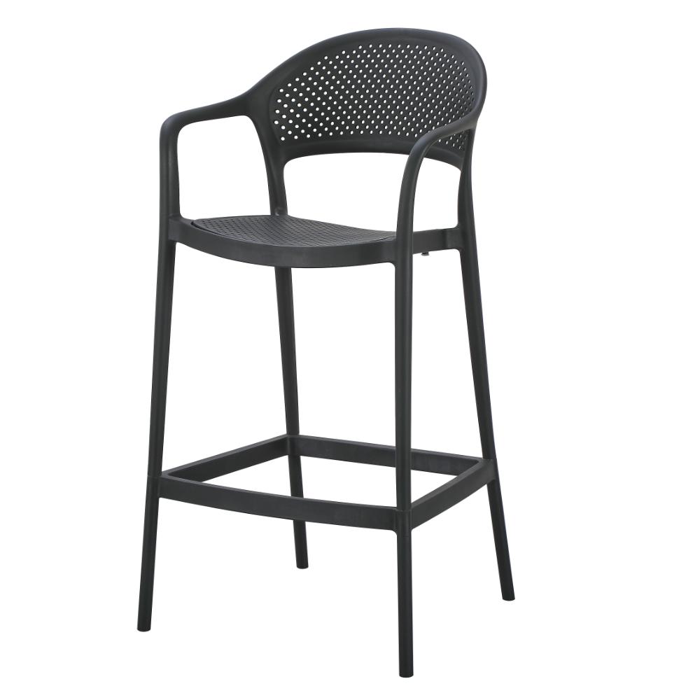 Modern PP Plastic Bar Stool with Armrests & Footrest for Commercial Use
