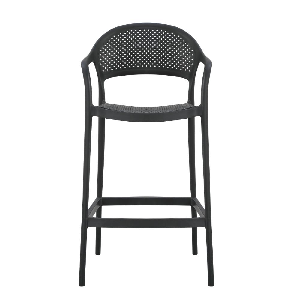 Modern PP Plastic Bar Stool with Armrests & Footrest for Commercial Use