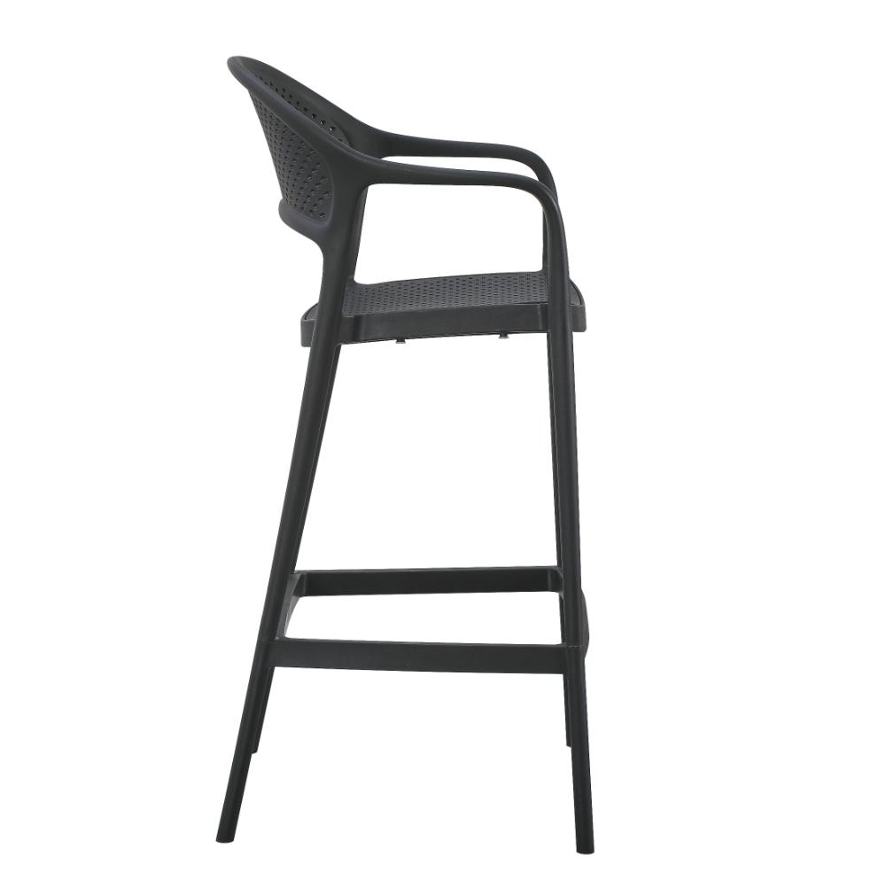 Modern PP Plastic Bar Stool with Armrests & Footrest for Commercial Use
