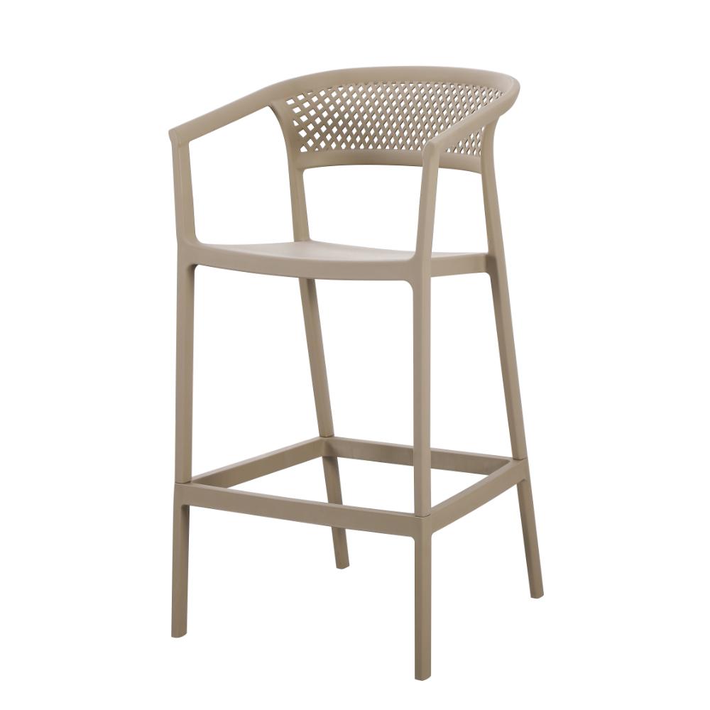 Modern PP Plastic Bar Stool with Armrests & Footrest