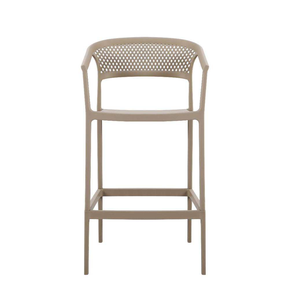 Modern PP Plastic Bar Stool with Armrests & Footrest