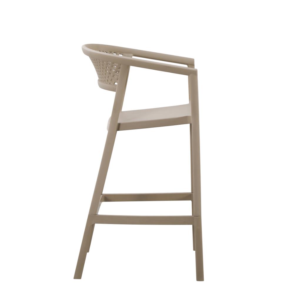Modern PP Plastic Bar Stool with Armrests & Footrest