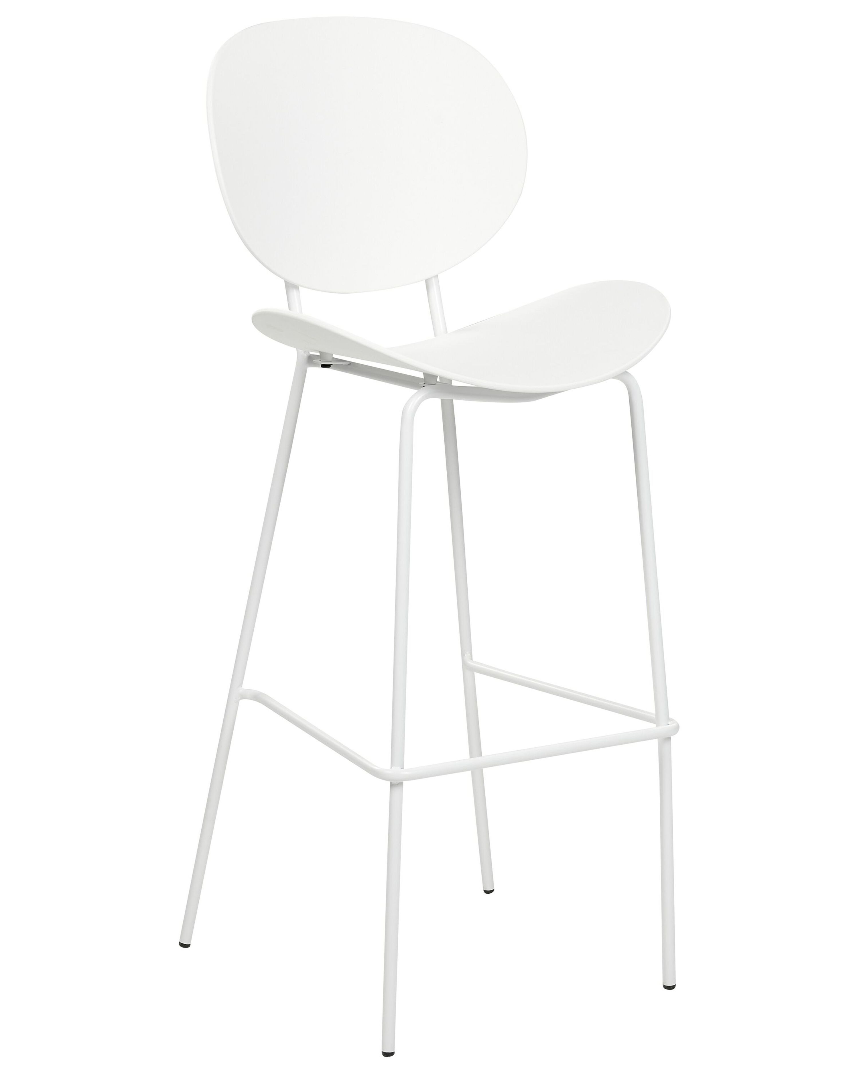 White Plastic Bar Stool with Spray-Finished Metal Base
