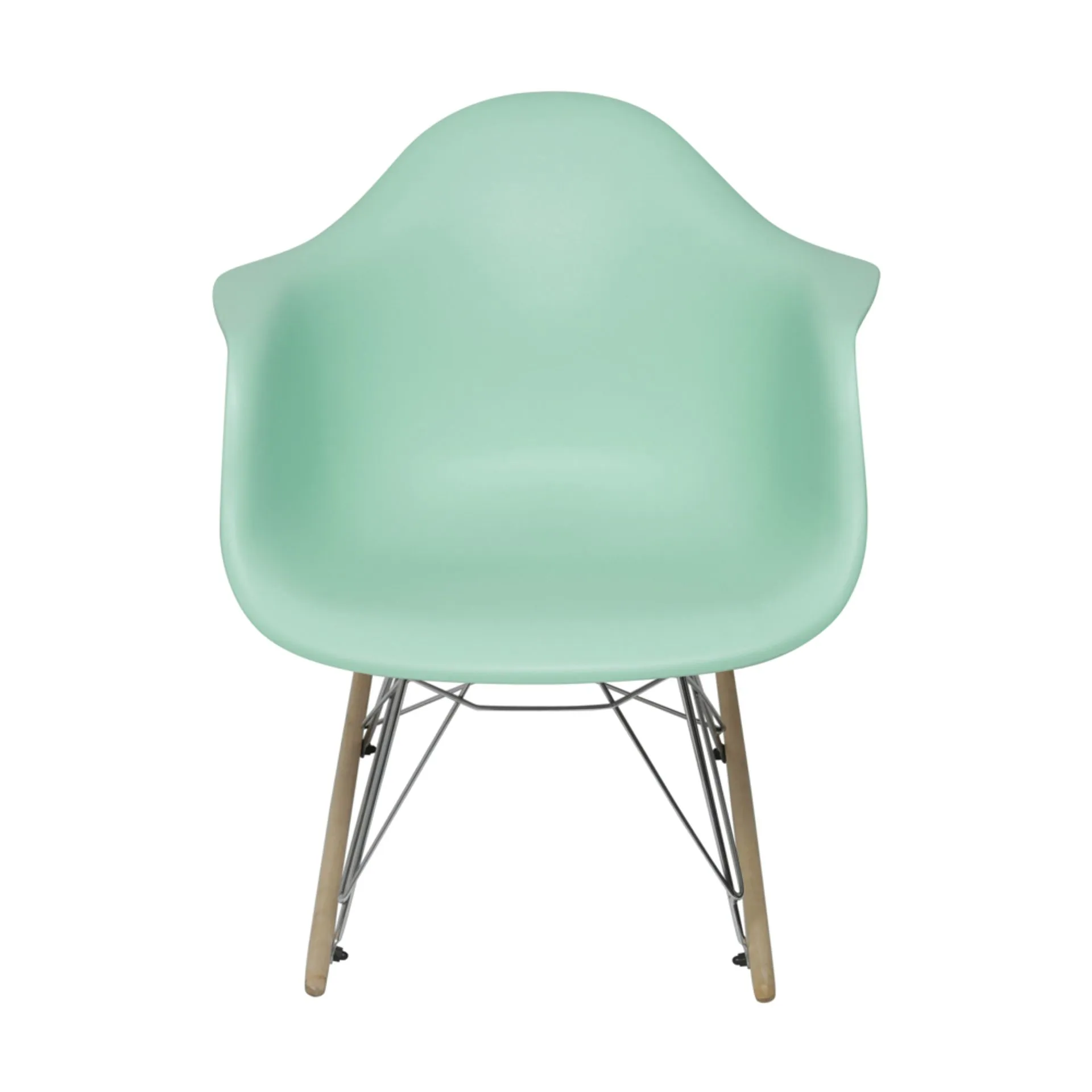 Eames RAR Mint Polypropylene Rocking Chair with Armrests, Wood Base-PP Chair
