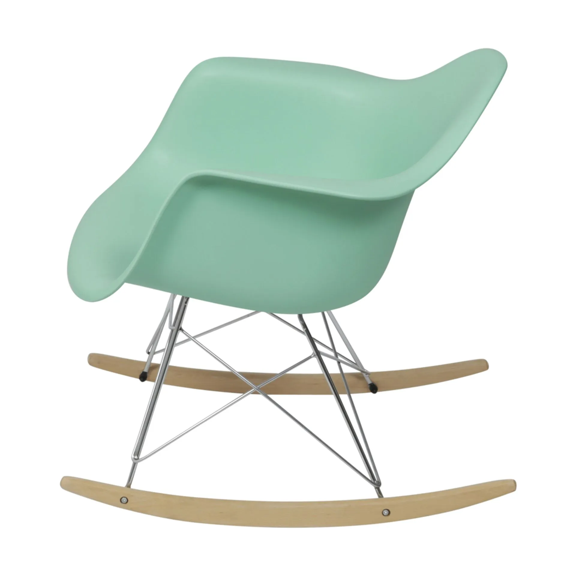 Eames RAR Mint Polypropylene Rocking Chair with Armrests, Wood Base-PP Chair