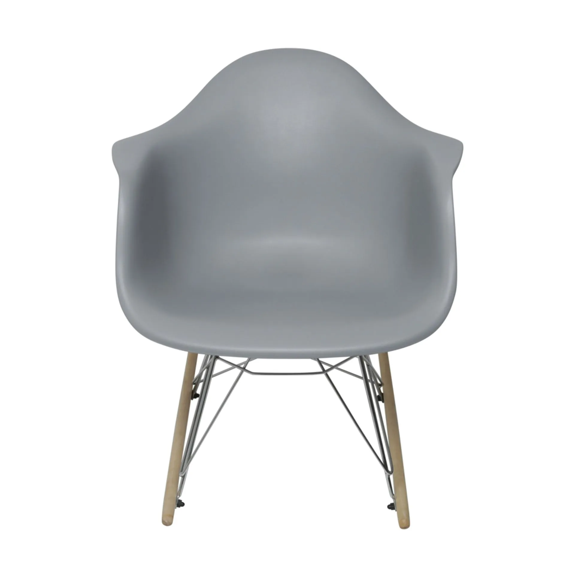 Eames RAR Grey Polypropylene Rocking Chair with Armrests, Wood Base-PP Chair