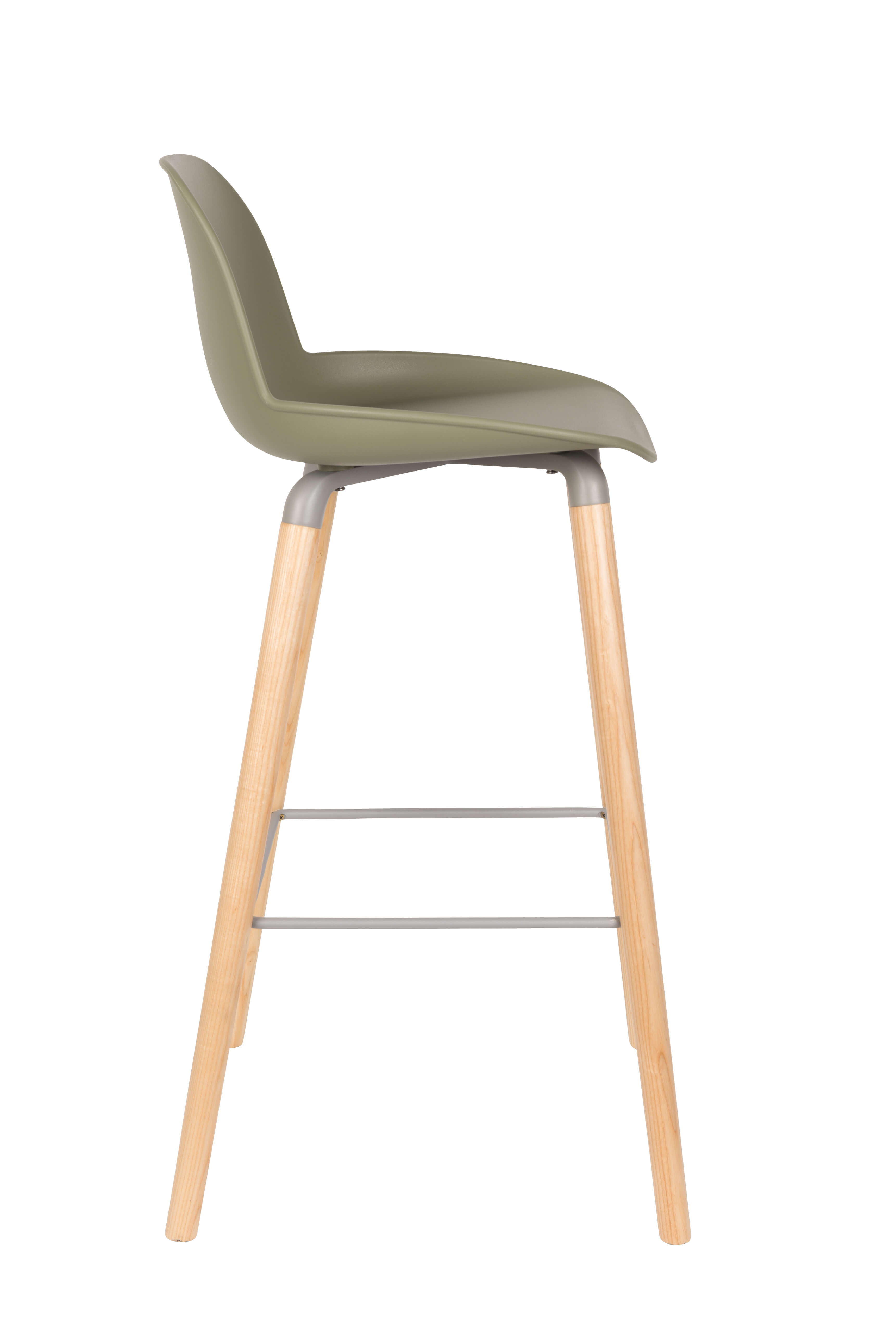 Nordic Olive Plastic Bar Stool With Wood Feet-PP Chair
