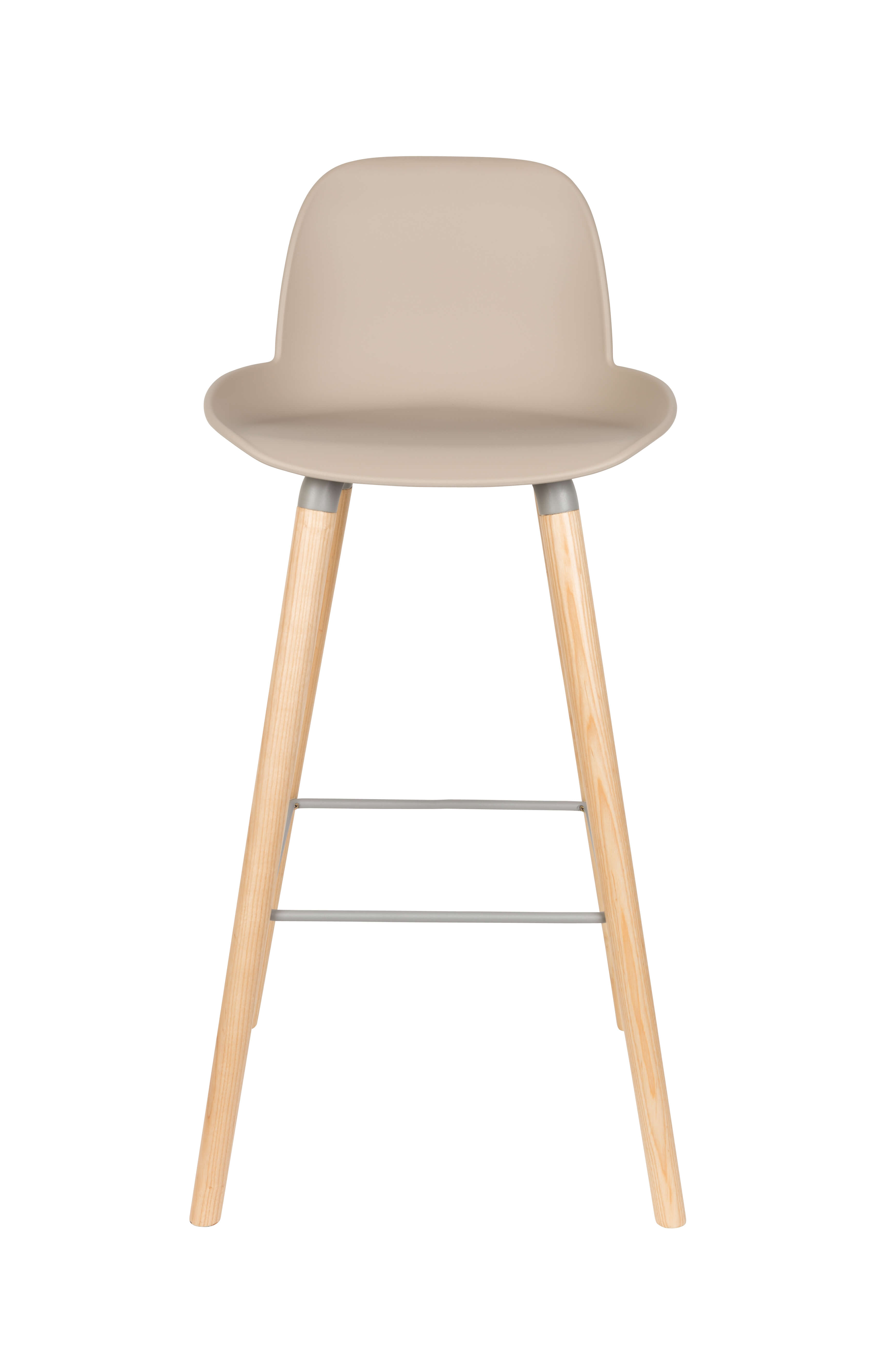 Nordic Taupe Plastic Bar Stool With Wood Feet-PP Chair