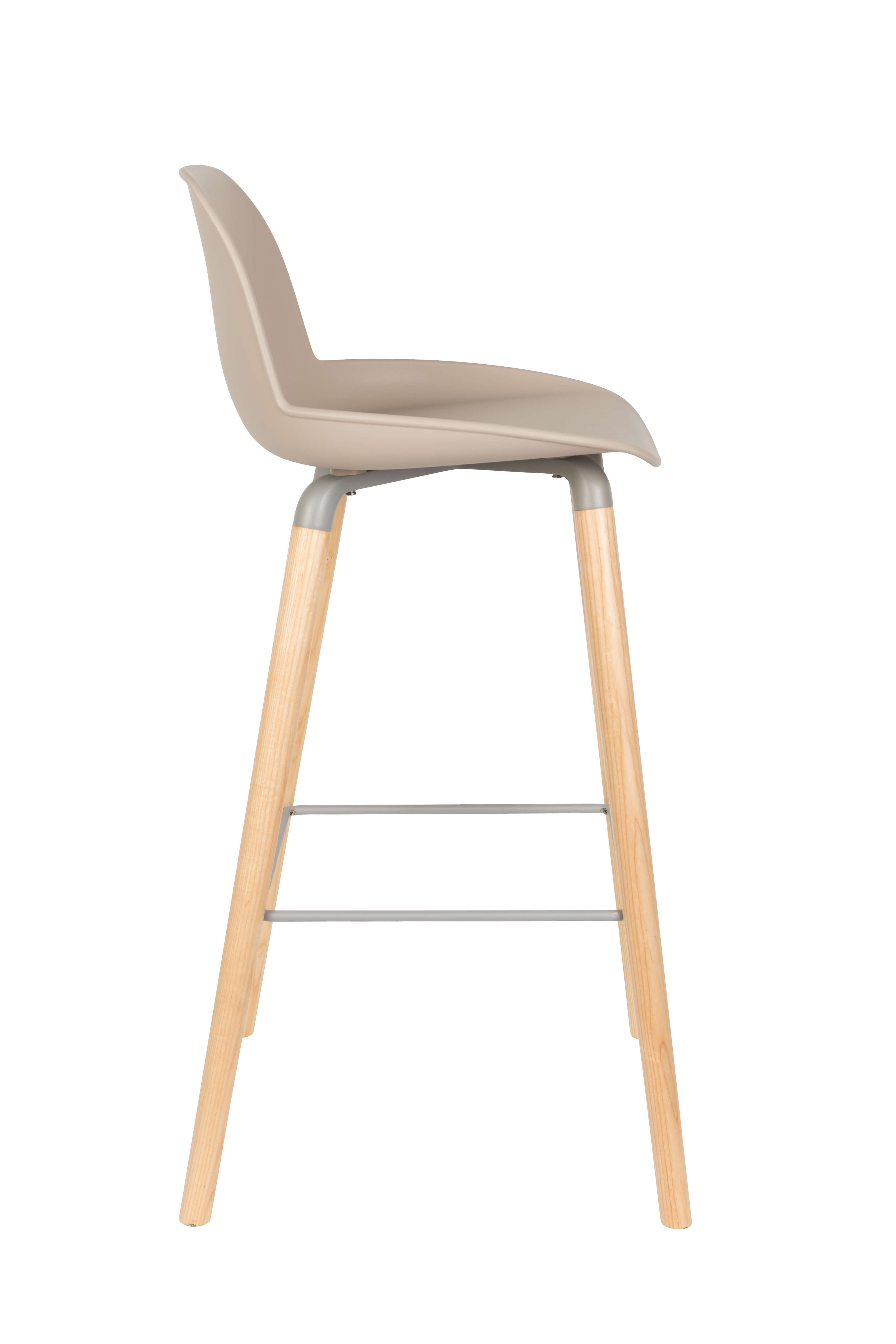 Nordic Taupe Plastic Bar Stool With Wood Feet-PP Chair