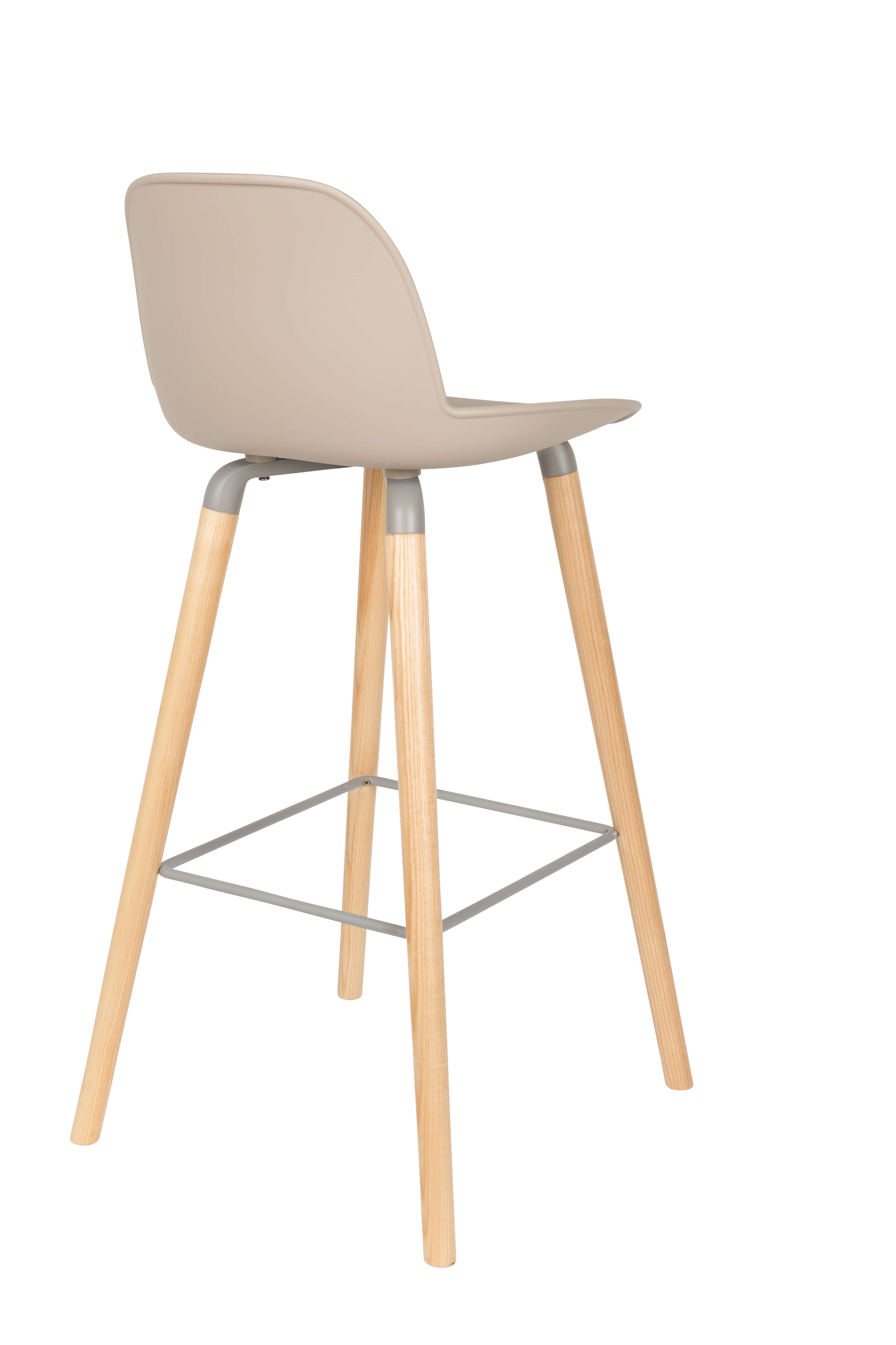 Nordic Taupe Plastic Bar Stool With Wood Feet-PP Chair