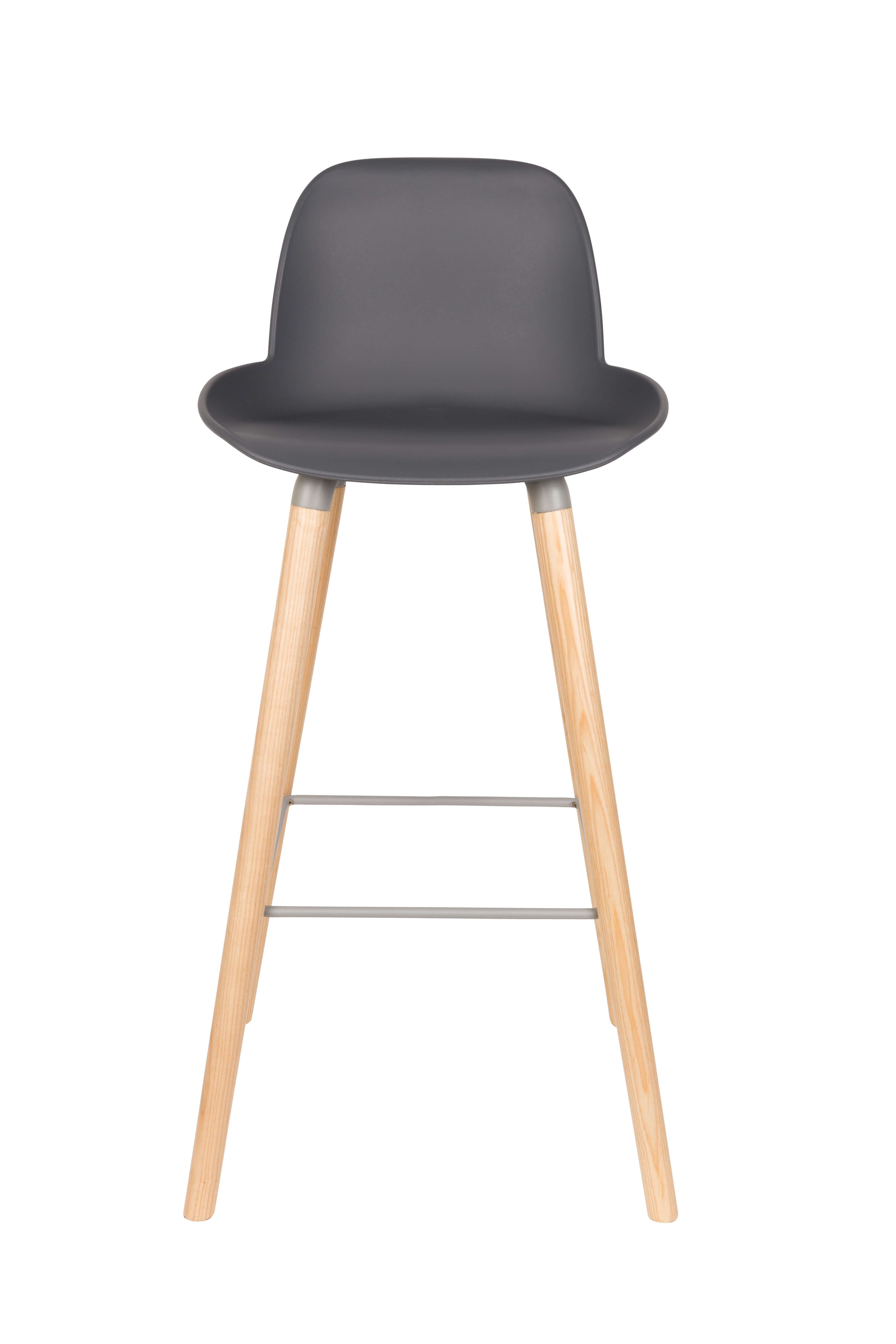 Nordic Dark Grey Plastic Bar Stool With Wood Feet-PP Chair