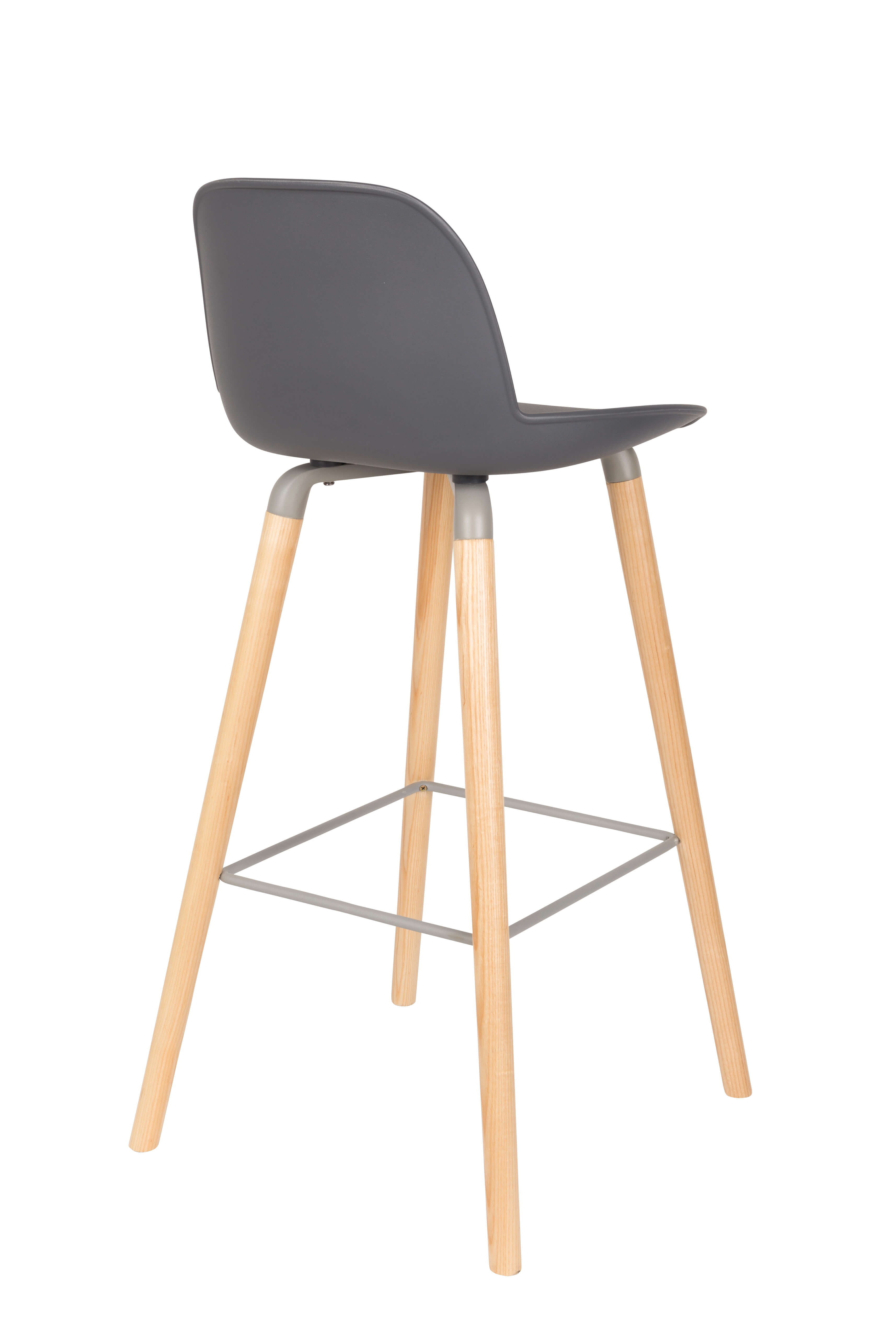 Nordic Dark Grey Plastic Bar Stool With Wood Feet-PP Chair