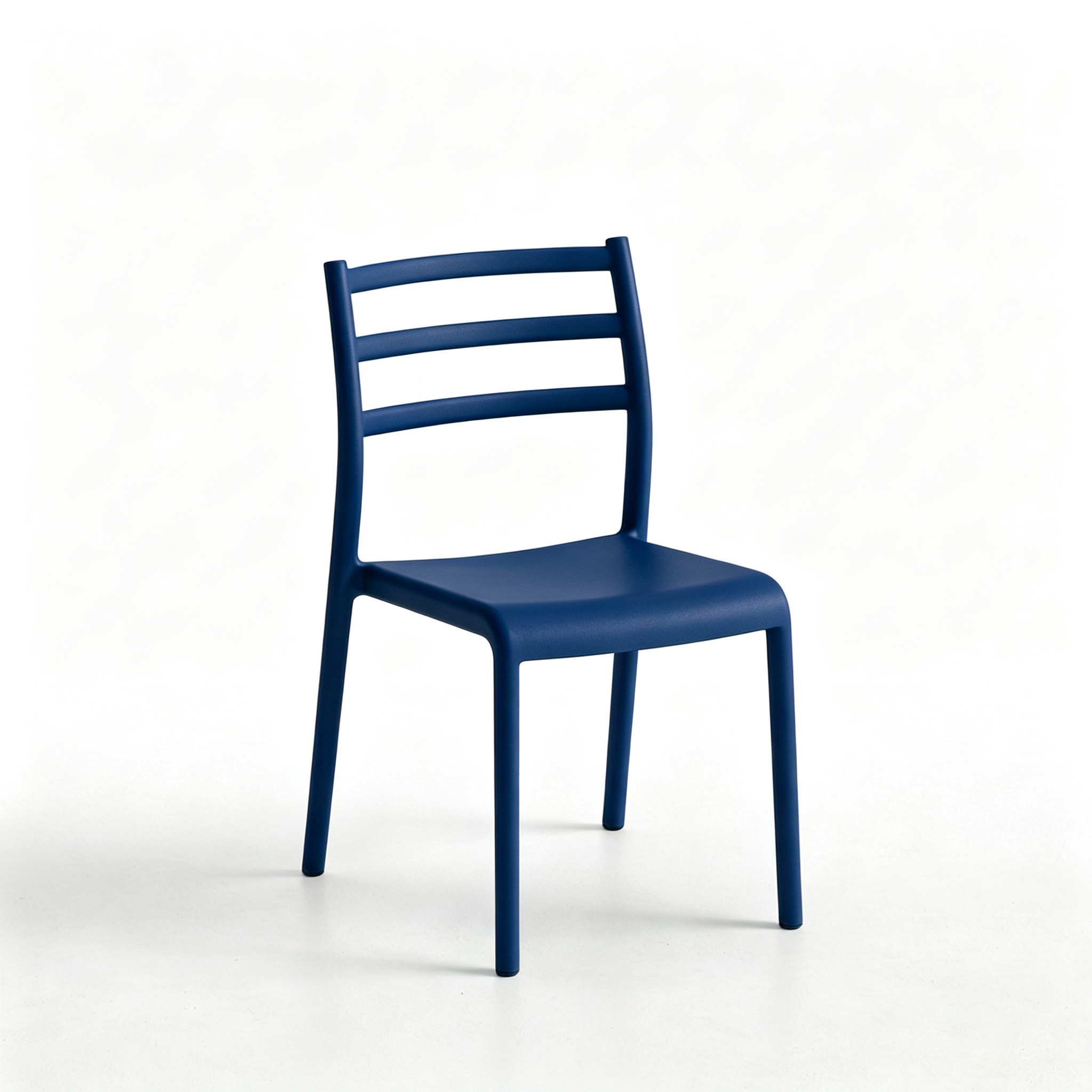 Minimalist Polypropylene Dining Chair with Slatted Backrest | Modern Outdoor Plastic Chair