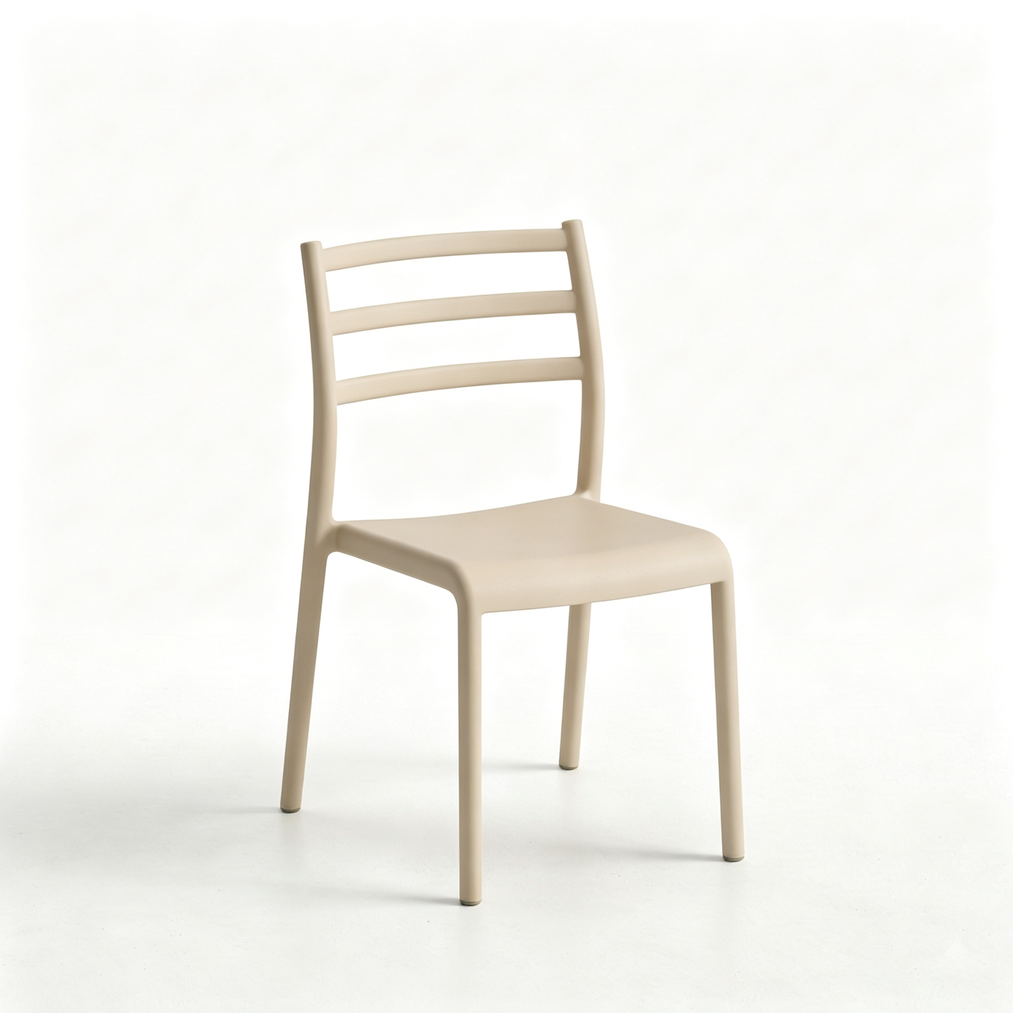 Minimalist Polypropylene Dining Chair with Slatted Backrest | Modern Outdoor Plastic Chair
