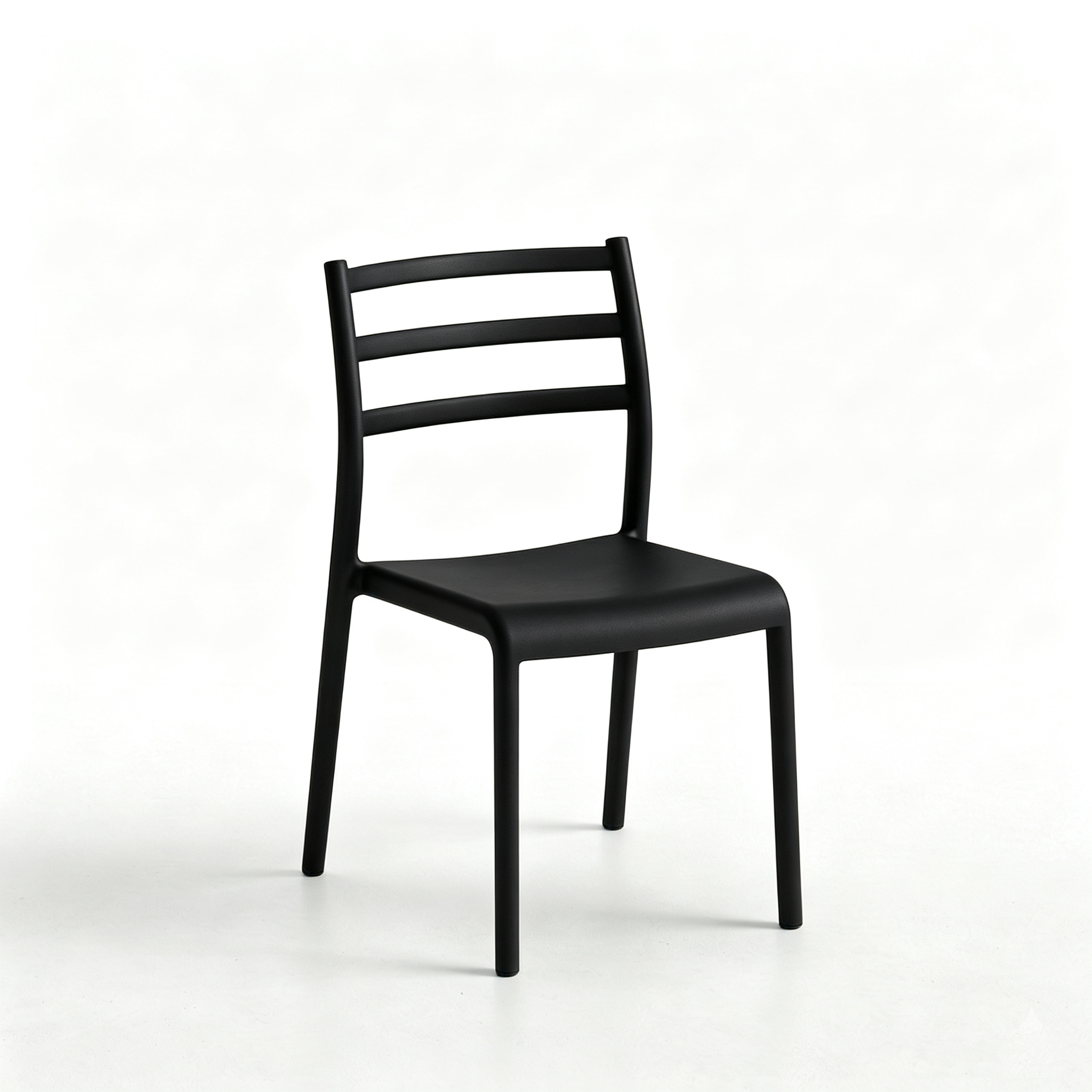 Minimalist Polypropylene Dining Chair with Slatted Backrest | Modern Outdoor Plastic Chair