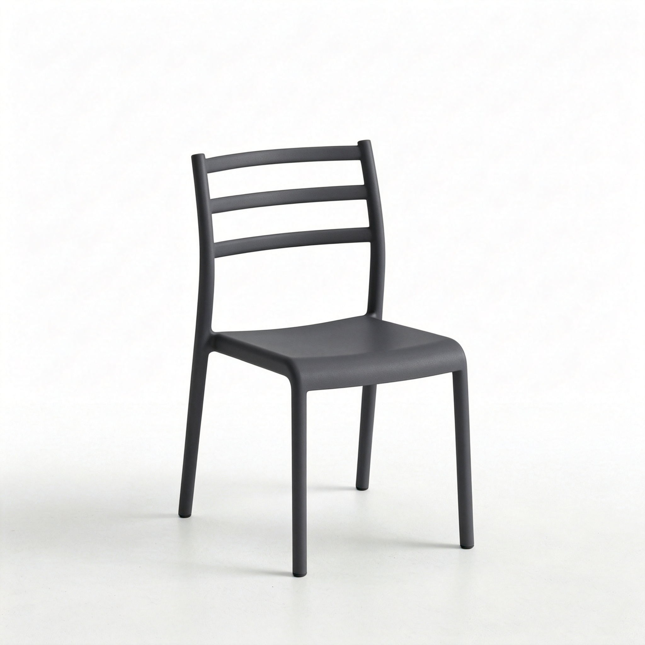 Minimalist Polypropylene Dining Chair with Slatted Backrest | Modern Outdoor Plastic Chair