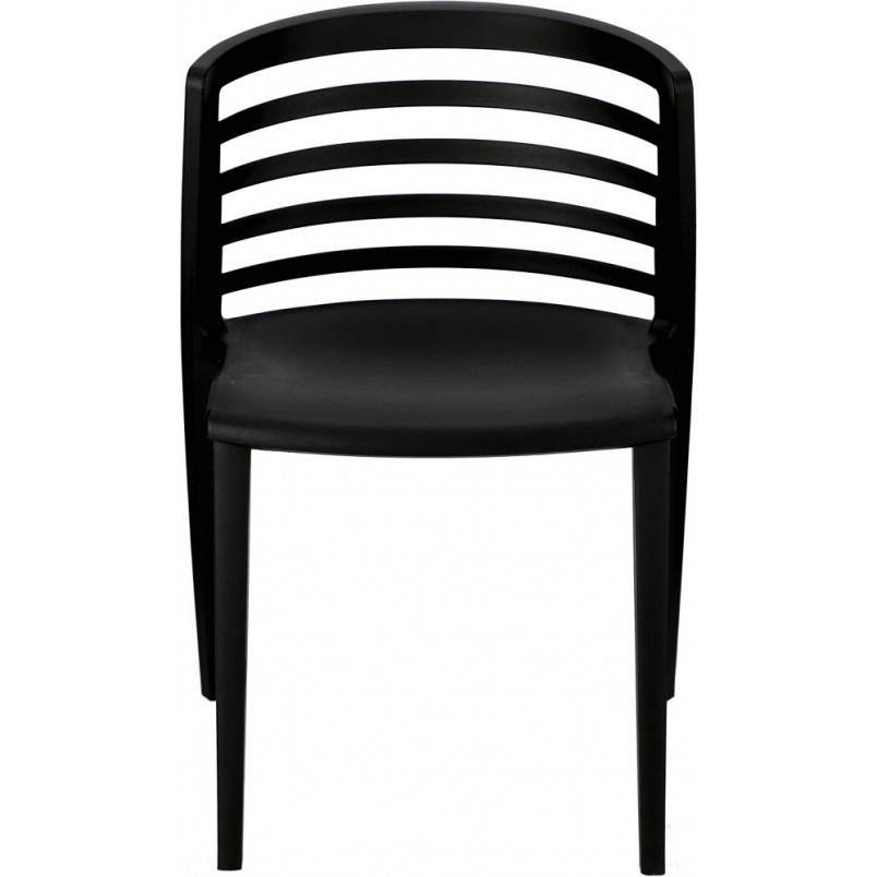 Modern Slatted PP Plastic Outdoor Dining Chair - Stackable Patio Side Chair for Restaurant, Cafe & Bistro