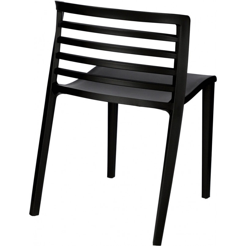 Modern Slatted PP Plastic Outdoor Dining Chair - Stackable Patio Side Chair for Restaurant, Cafe & Bistro