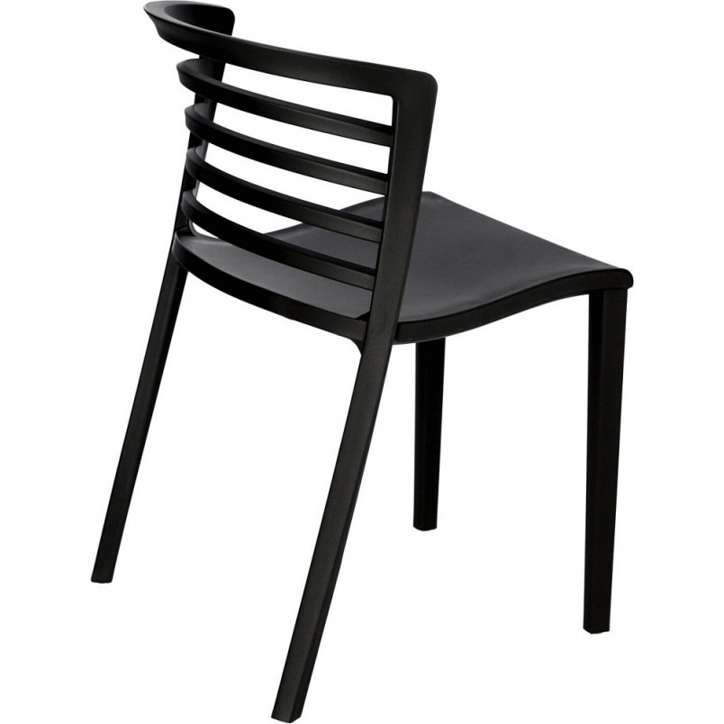 Modern Slatted PP Plastic Outdoor Dining Chair - Stackable Patio Side Chair for Restaurant, Cafe & Bistro