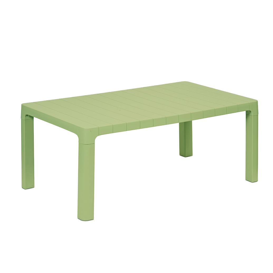 Commercial Slatted PP Rectangular Dining Table One-Piece Injection Molded Outdoor Plastic Patio Table for Hotel Cafe Restaurant Wholesale