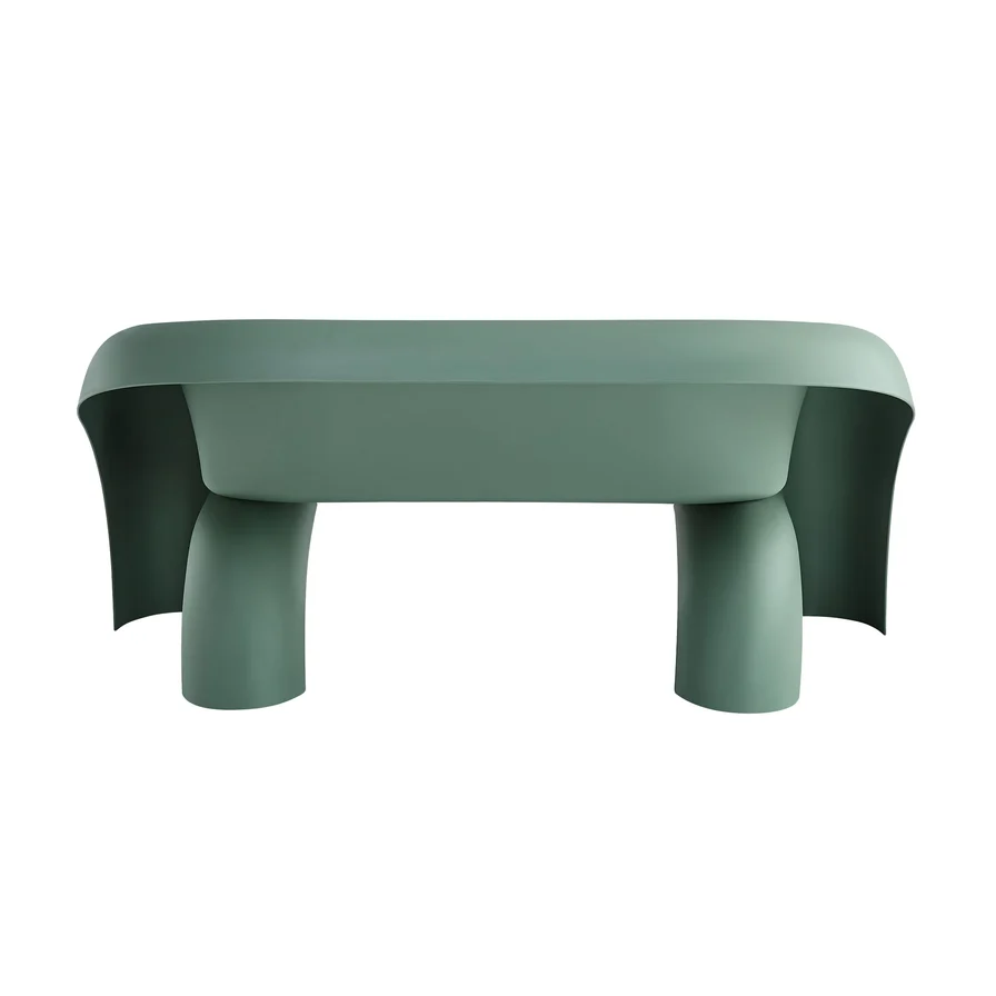 PP Plastic Sculptural 2-Seater Sofa, Modern Curved Loveseat for Commercial Interior Decor