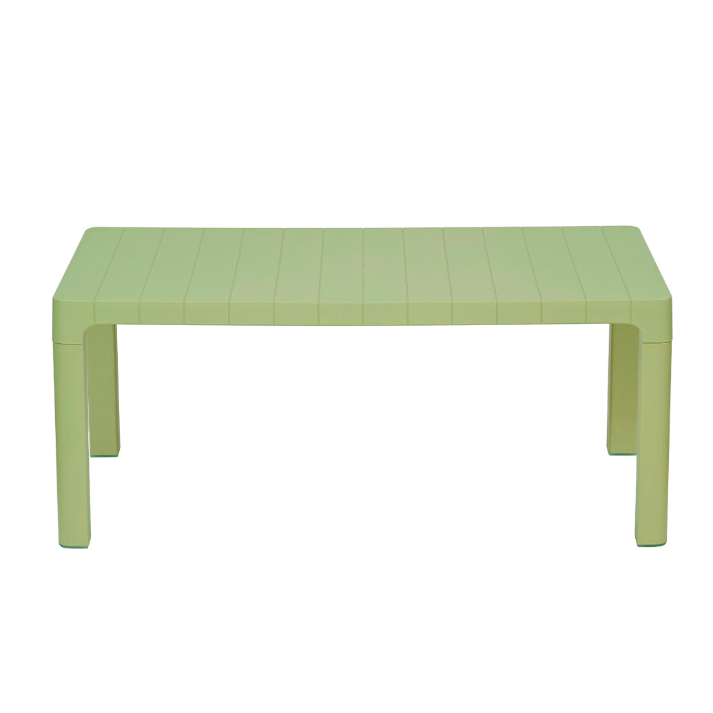 Commercial Slatted PP Rectangular Dining Table One-Piece Injection Molded Outdoor Plastic Patio Table for Hotel Cafe Restaurant Wholesale