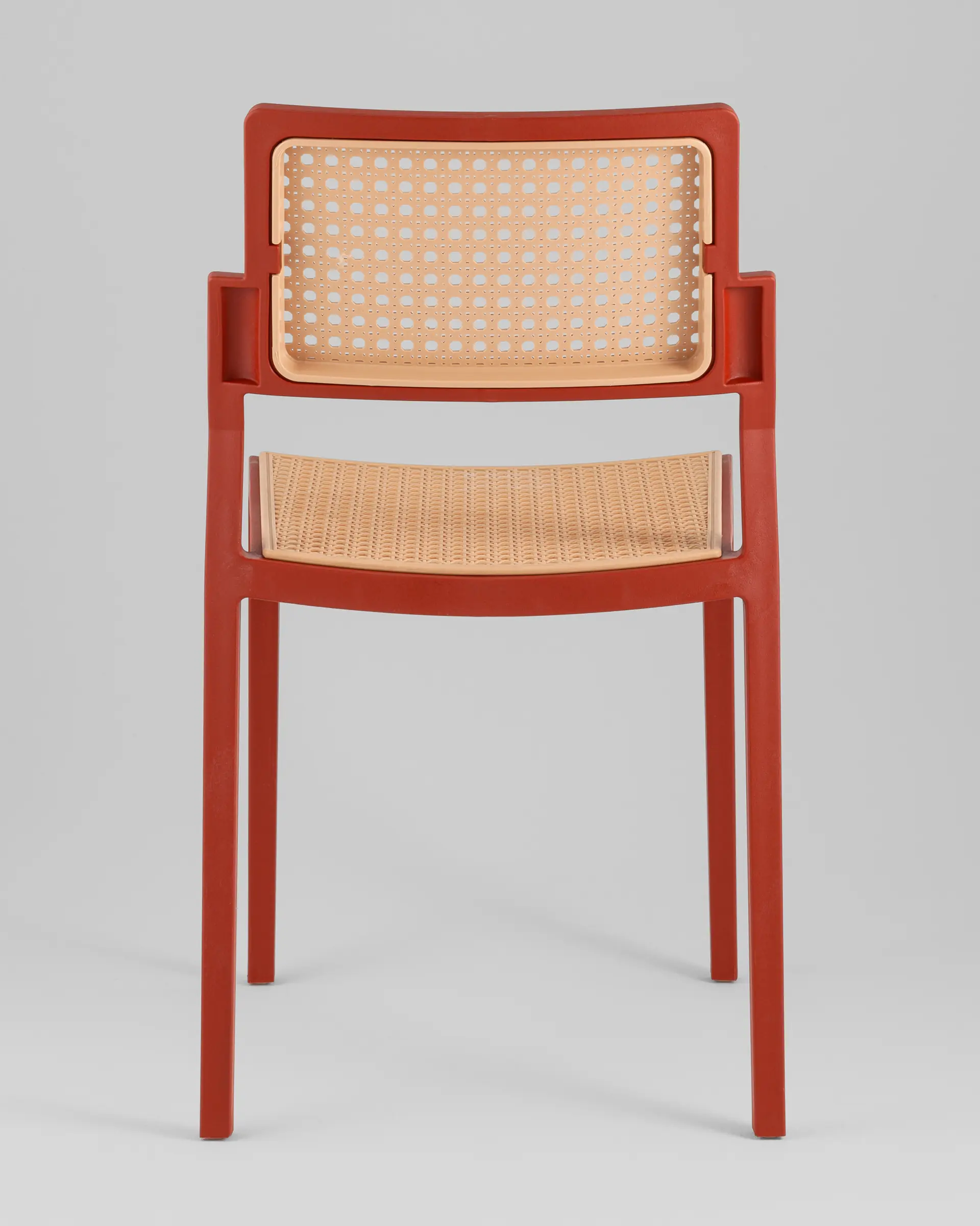 Rattan Effect Plastic Chair With Orange Frame