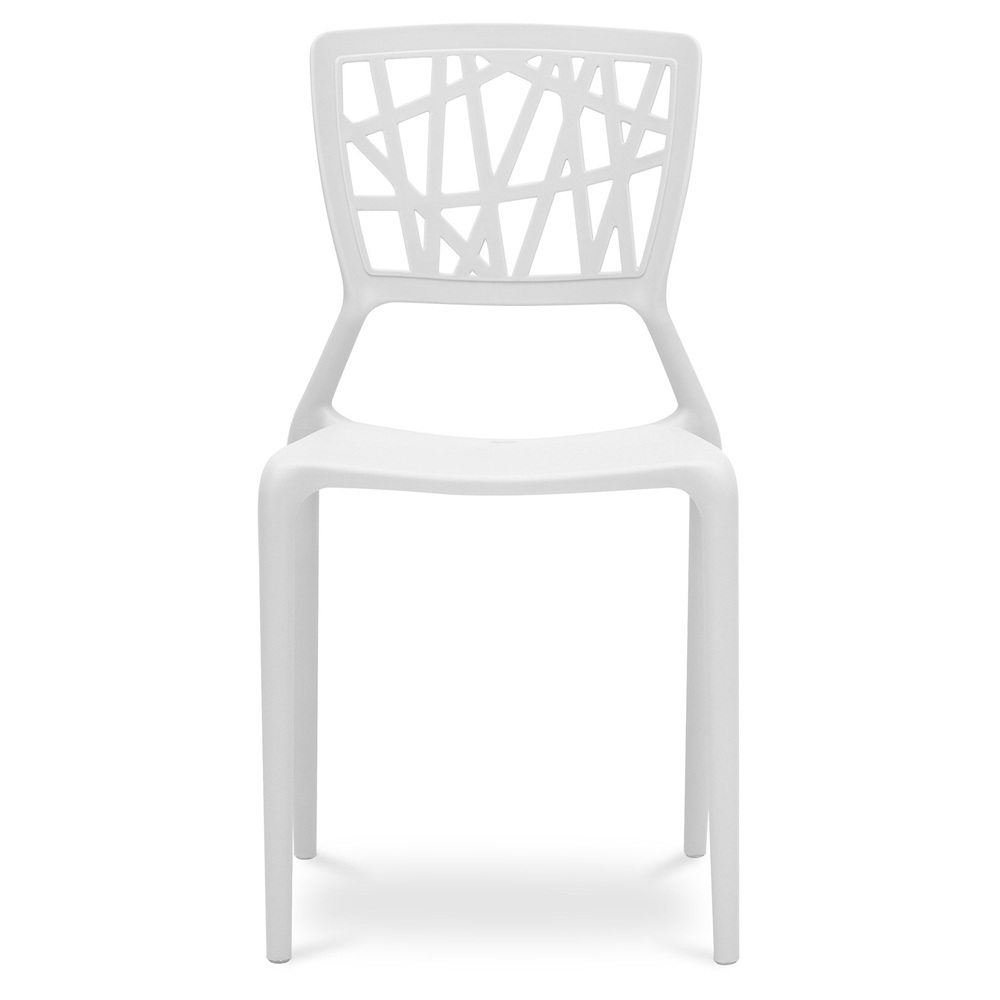Modern Geometric Cutout PP Plastic Outdoor Dining Chair - Stackable Patio Side Chair for Restaurant, Cafe & Bistro