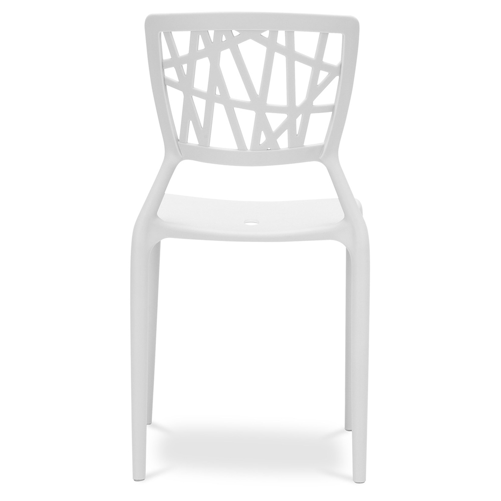 Modern Geometric Cutout PP Plastic Outdoor Dining Chair - Stackable Patio Side Chair for Restaurant, Cafe & Bistro