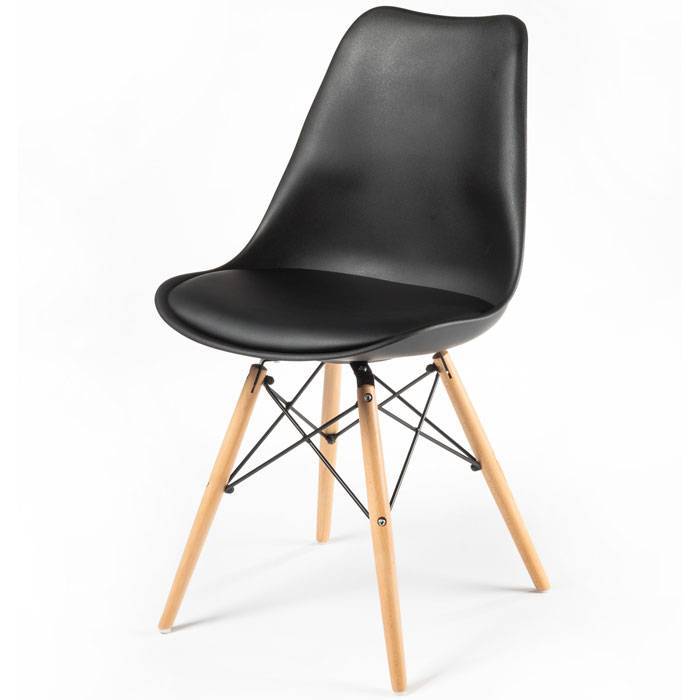 Black Tulip Chair Eiffel Wood Feet-PP Chair