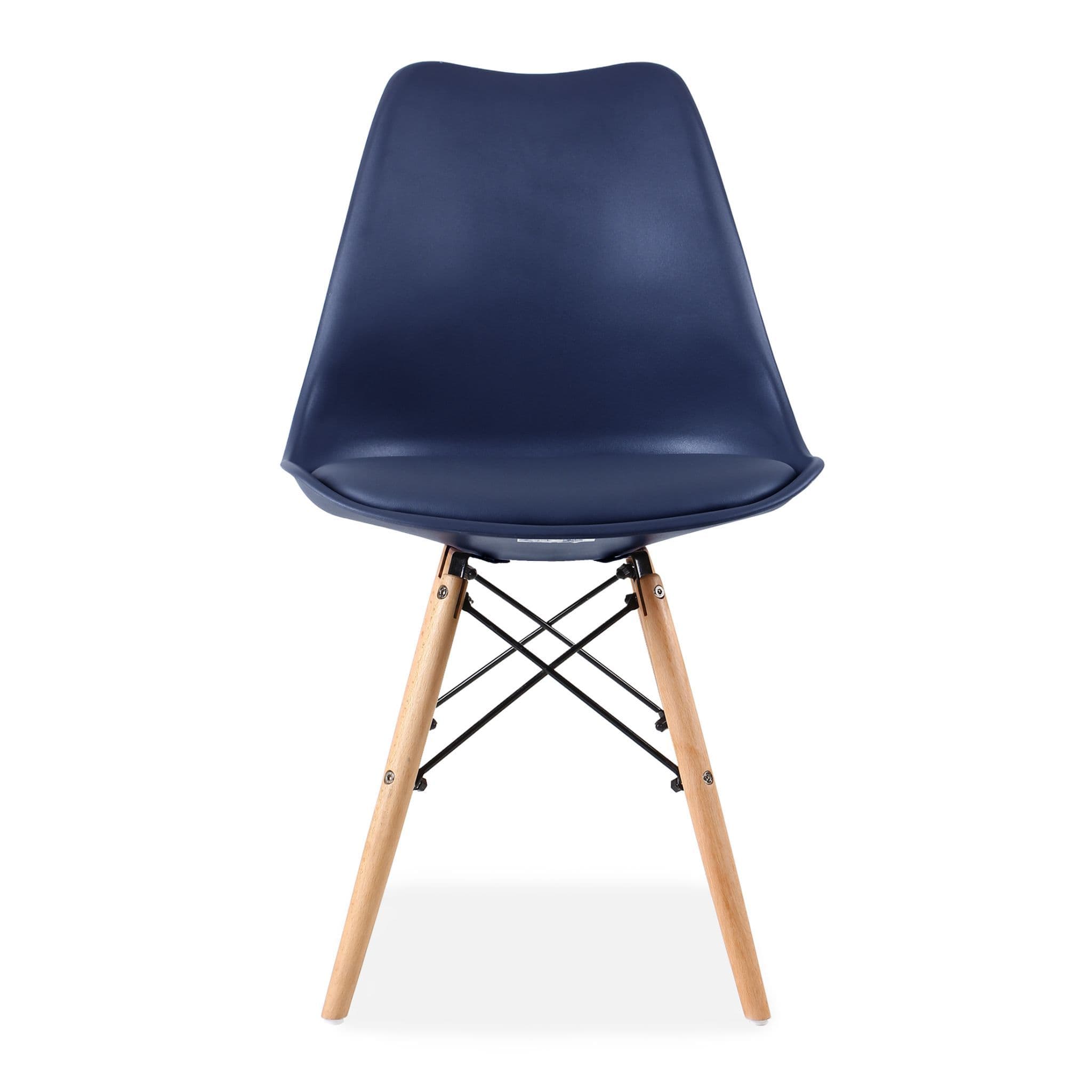 Deep Blue Tulip Chair Eiffel Wood Feet-PP Chair