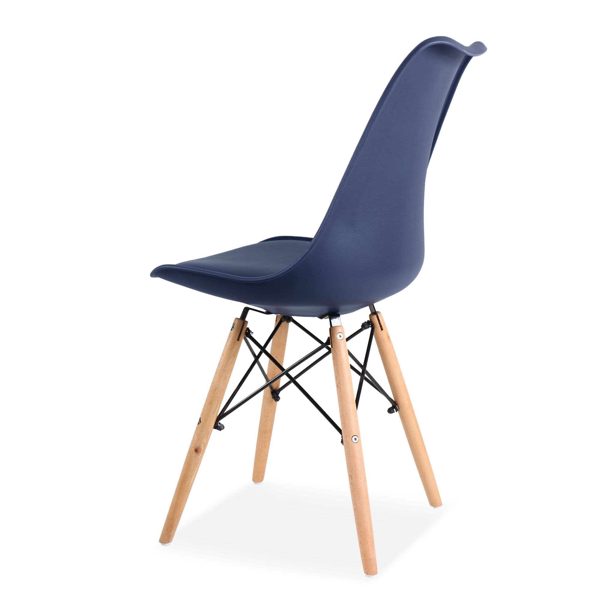 Deep Blue Tulip Chair Eiffel Wood Feet-PP Chair