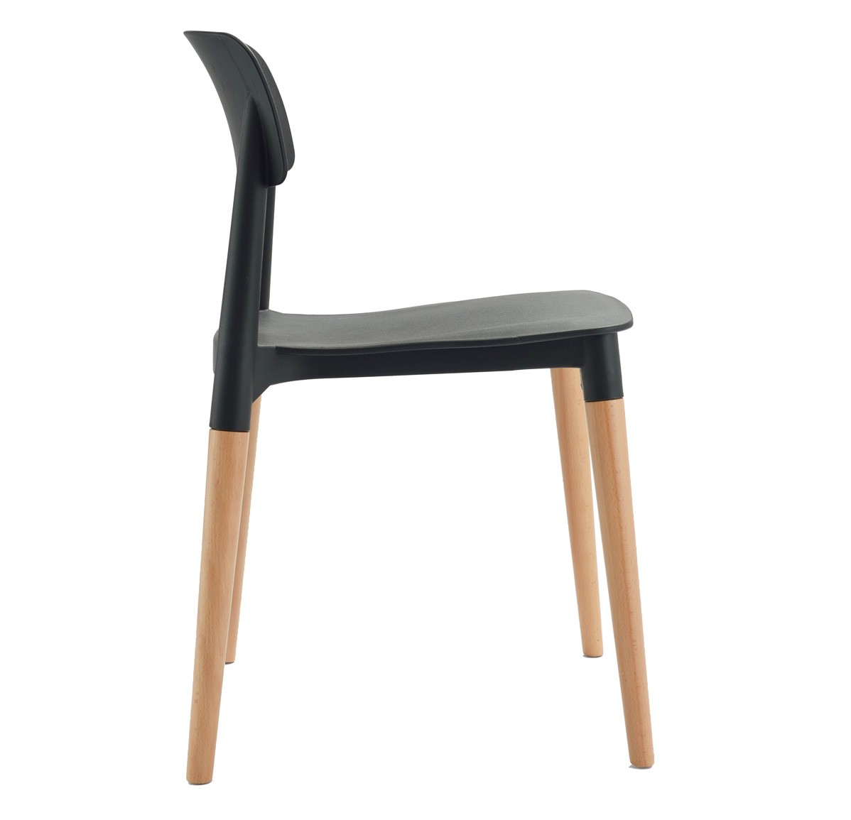 Genius Chair Black Seat Wooden Feet-PP Chair
