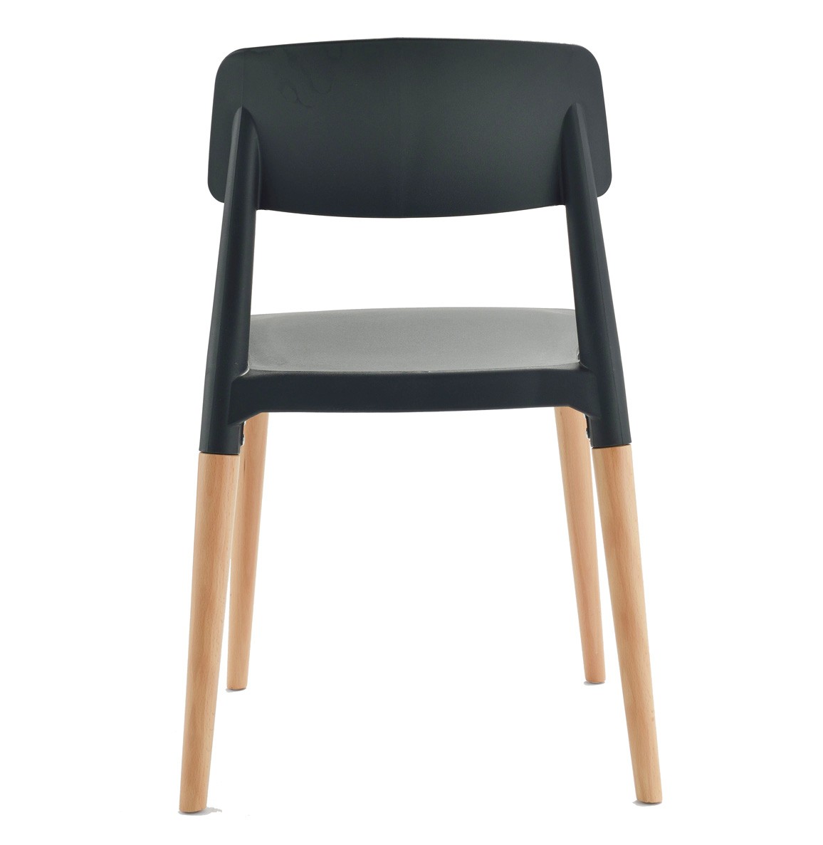 Genius Chair Black Seat Wooden Feet-PP Chair