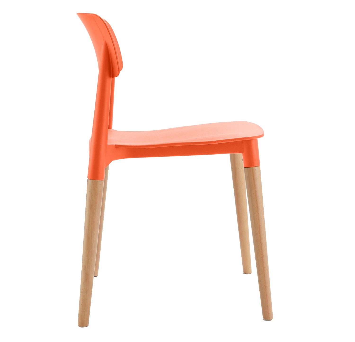 Genius Chair Orange Seat Wooden Feet-PP Chair