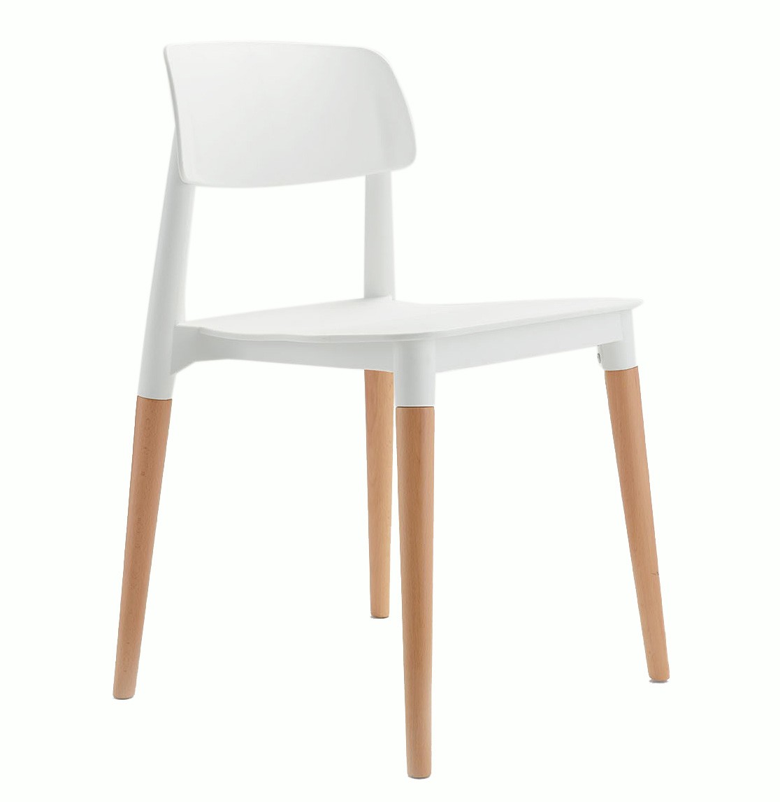 Modern Minimalist PP Plastic Dining Chair with Solid Wood Legs - Indoor Side Chair for Restaurant, Cafe & Bistro