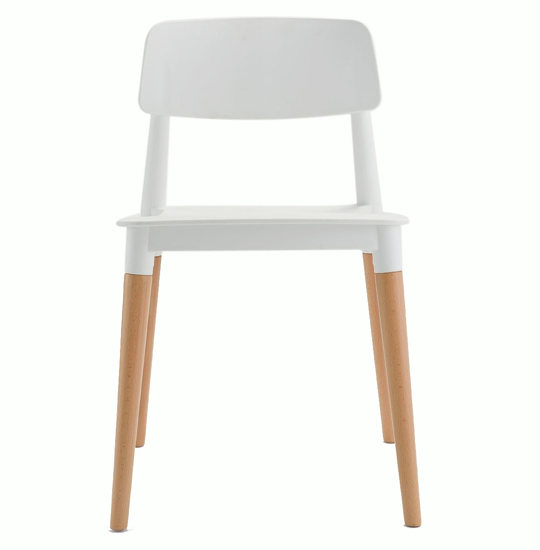 Modern Minimalist PP Plastic Dining Chair with Solid Wood Legs - Indoor Side Chair for Restaurant, Cafe & Bistro