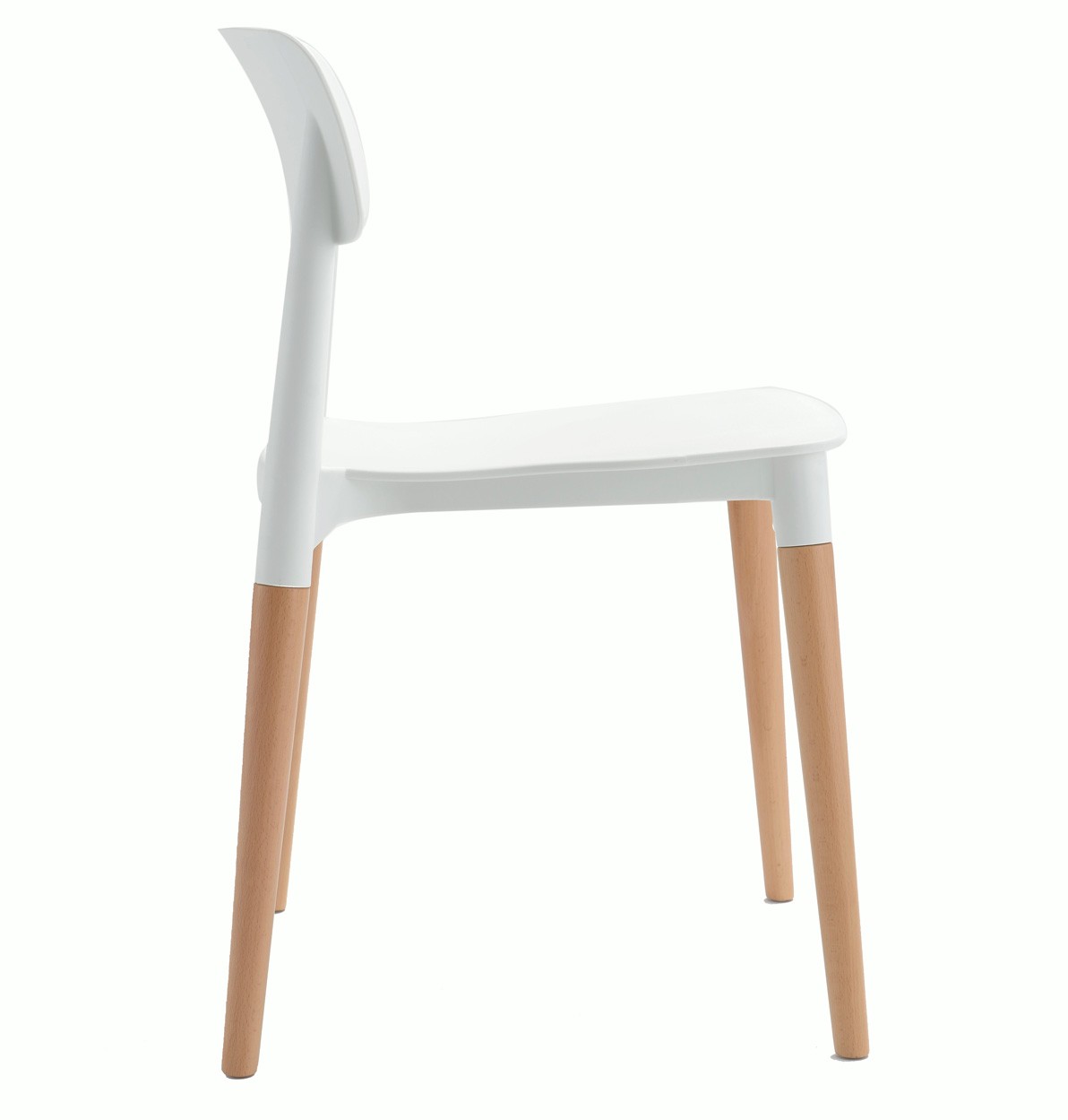 Modern Minimalist PP Plastic Dining Chair with Solid Wood Legs - Indoor Side Chair for Restaurant, Cafe & Bistro