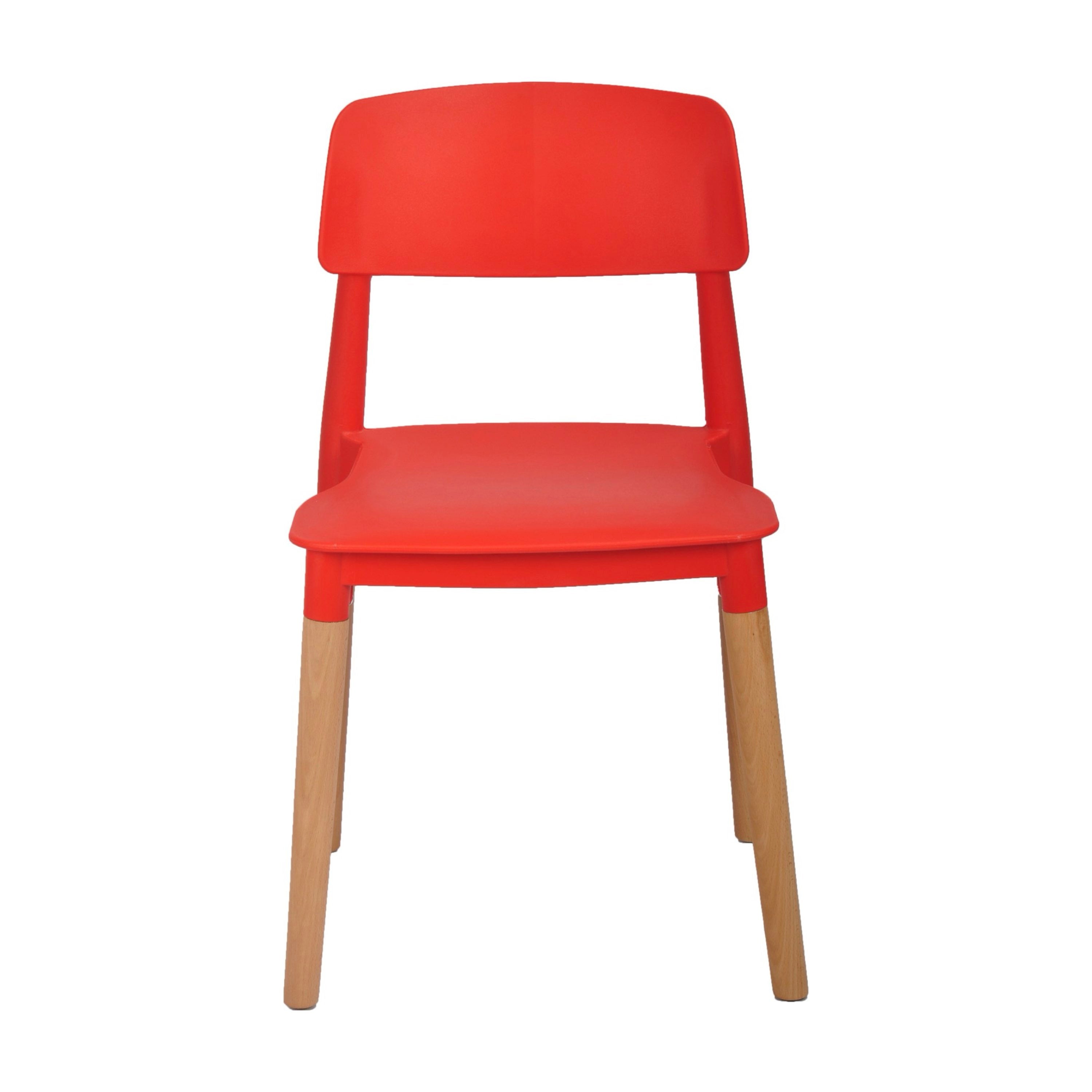 Genius Chair Red Seat Wooden Feet-PP Chair