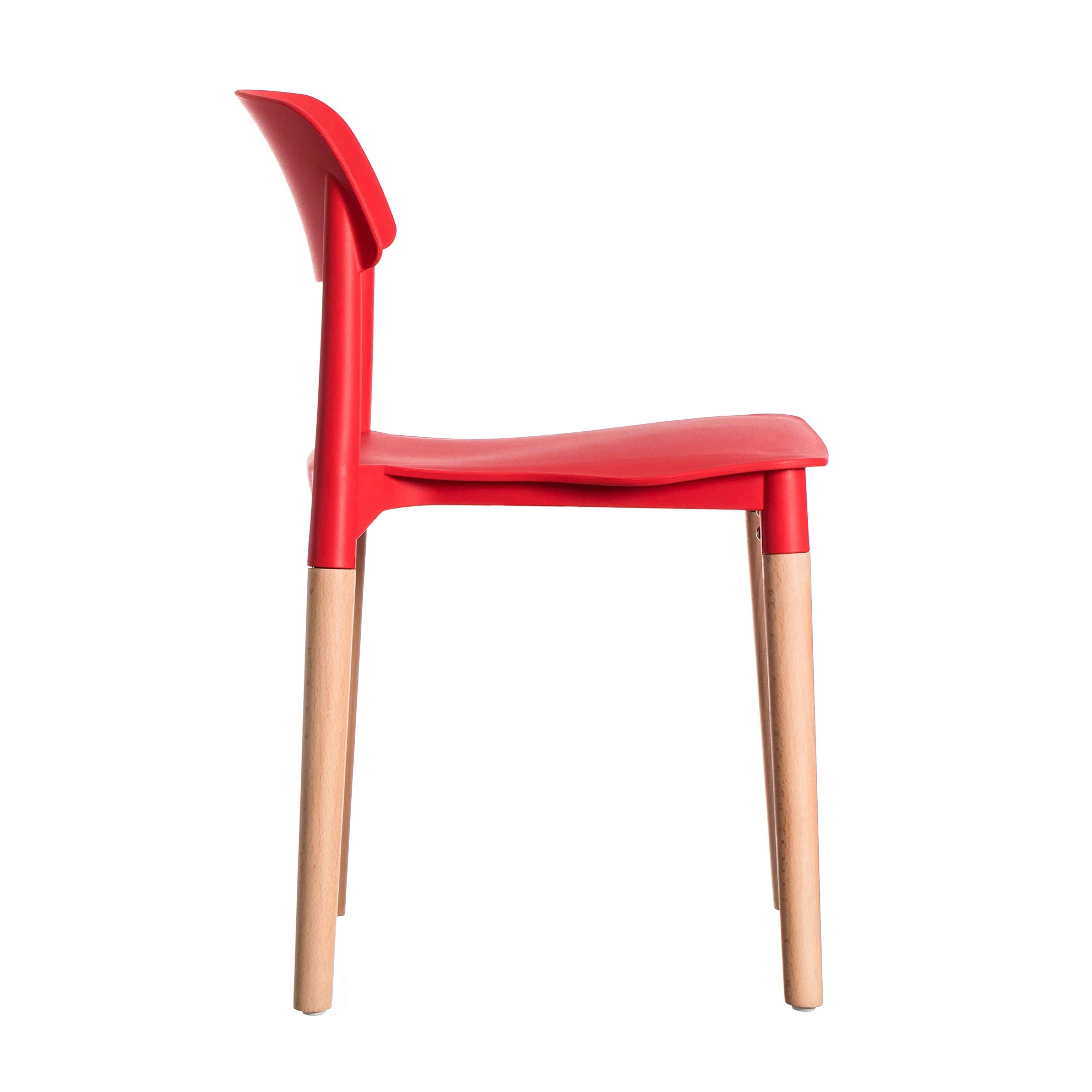 Genius Chair Red Seat Wooden Feet-PP Chair