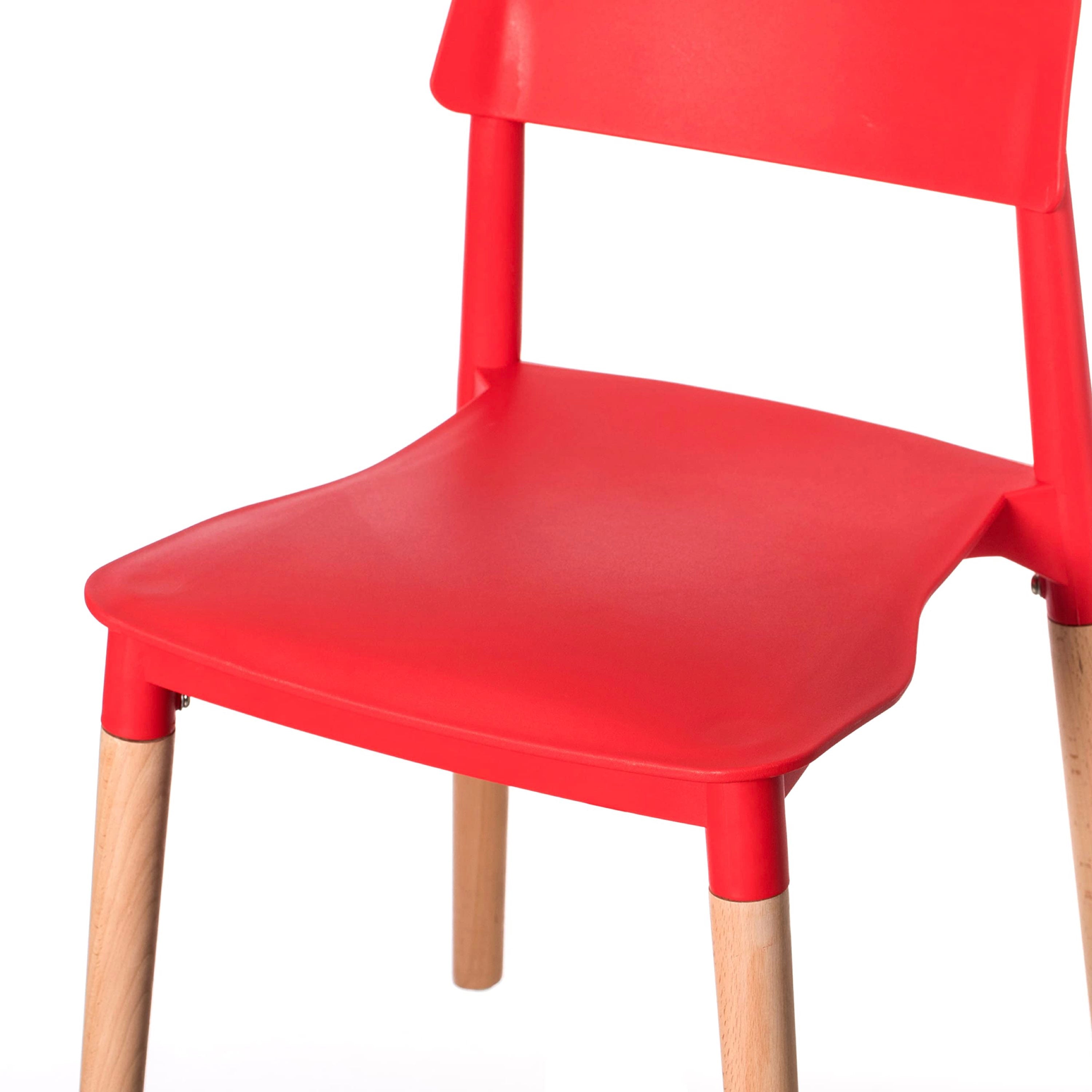 Genius Chair Red Seat Wooden Feet-PP Chair