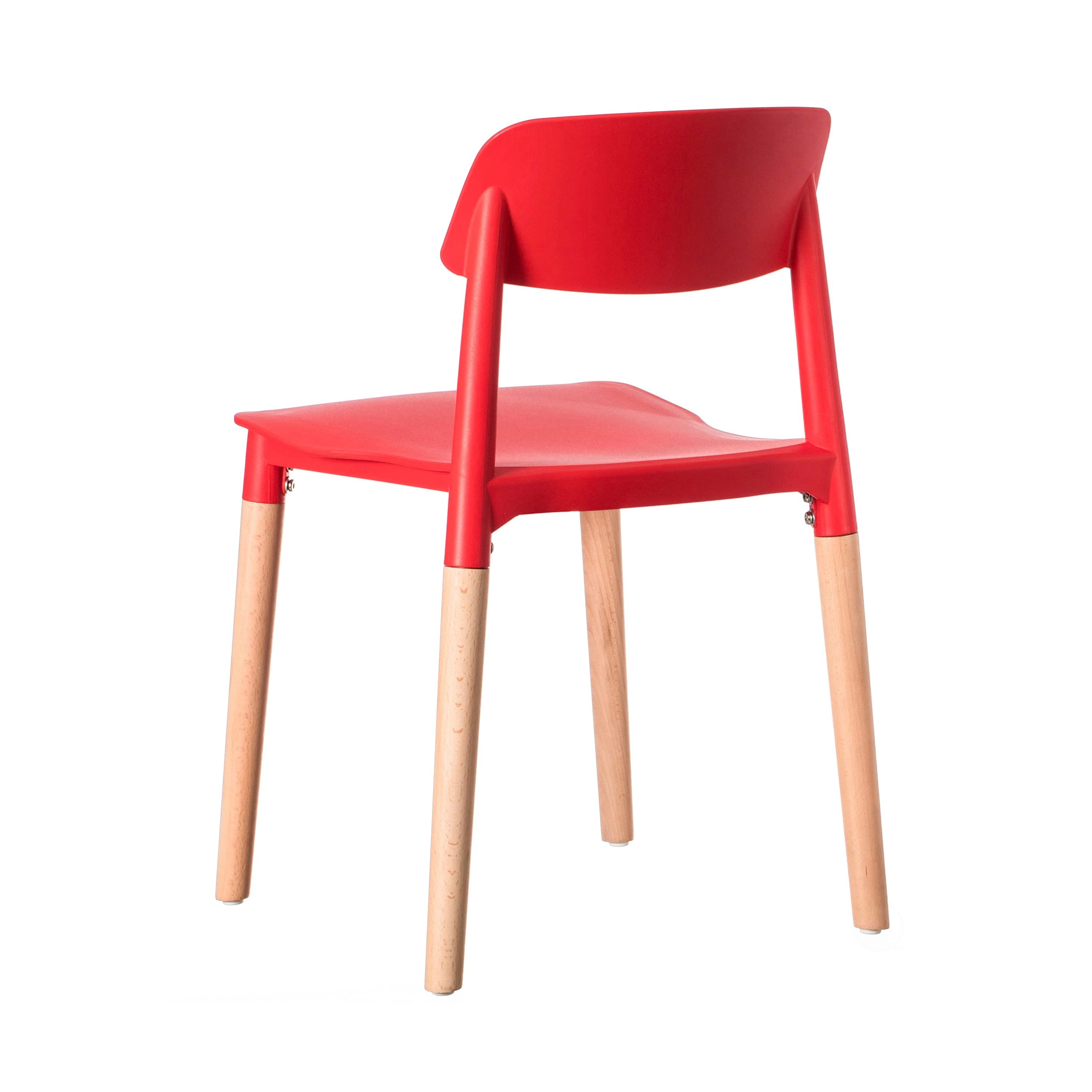 Genius Chair Red Seat Wooden Feet-PP Chair