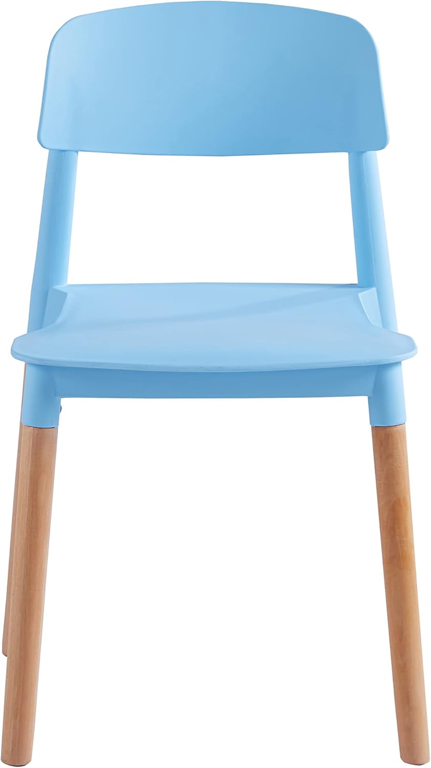 Genius Chair Light Blue Seat Wooden Feet-PP Chair